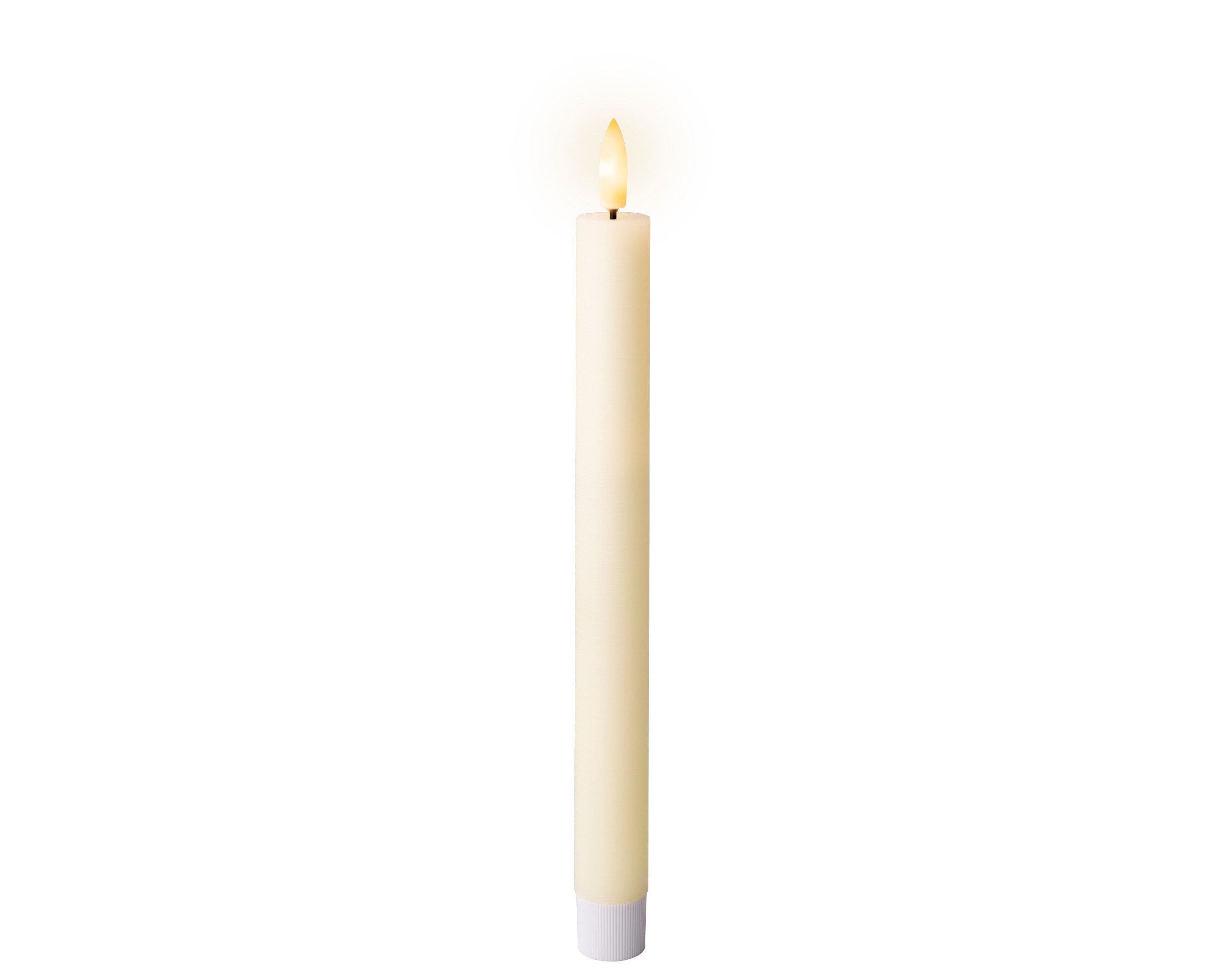 Lumineo LED-Kerze, LED Kerzen 24cm mit Timerfunktion Wachs 2 Stück Creme / Warmweiß