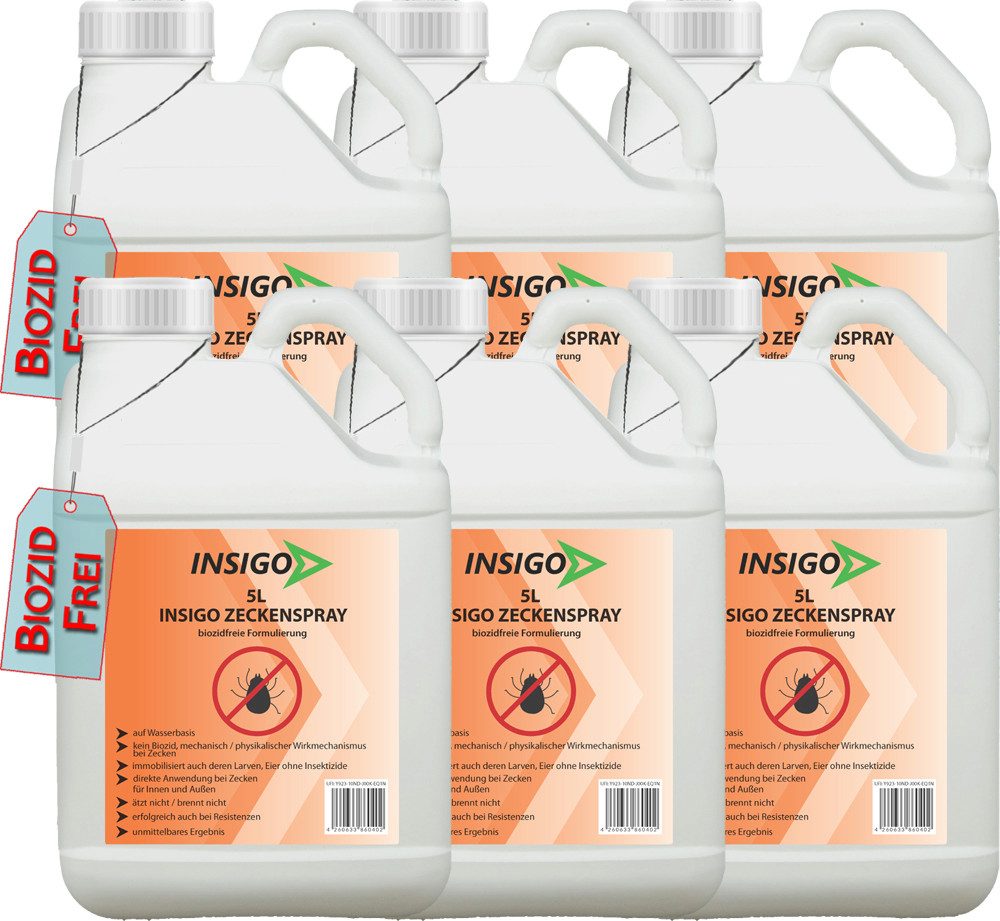 INSIGO Insektenspray INSIGO ZECKE, 30 l, biozidfreie Formel, auf Wasserbasis, geruchsarm, brennt / ätzt nicht