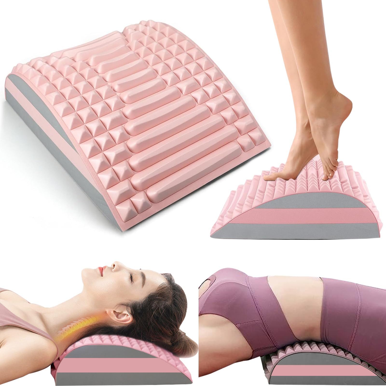 Rückentrainer EVA Rückenmassagegerät 2 In 1 Nacken und Rückenstrecker rosa