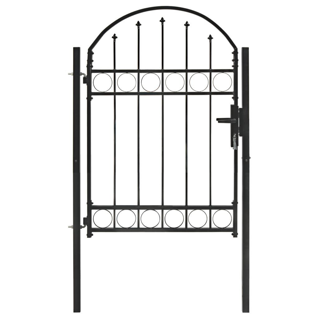 vidaXL Gartentor Zauntor mit Gewölbter Spitze Stahl 100 x 125 cm Schwarz