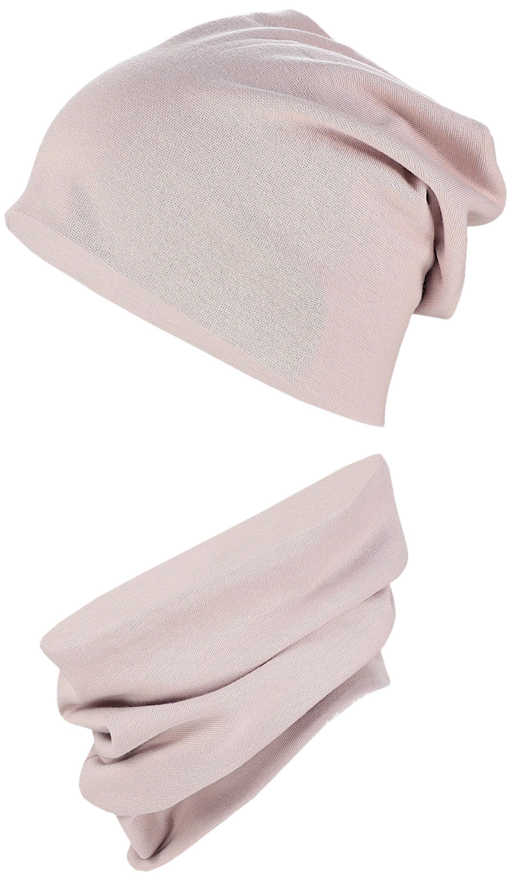 TupTam Beanie Kinder Beanie Mütze Schlauchschal Set aus Jersey und Rippstoff