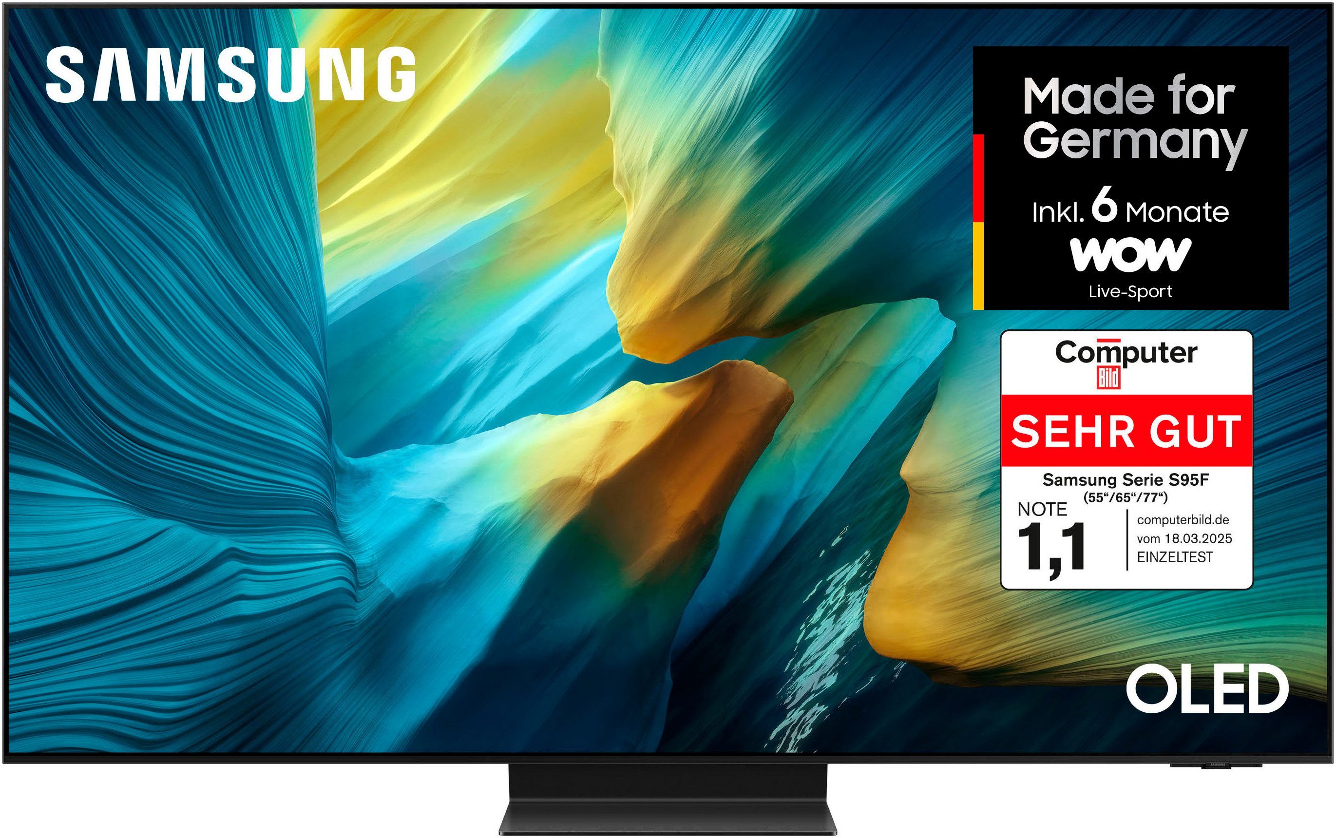 Samsung GQ77S95FAT OLED-Fernseher (195 cm/77 Zoll, 4K Ultra HD, Smart-TV, HDR Pro & Glare Free, Dolby Atmos & AI Sound, Gaming Hub, bis zu 165Hz)