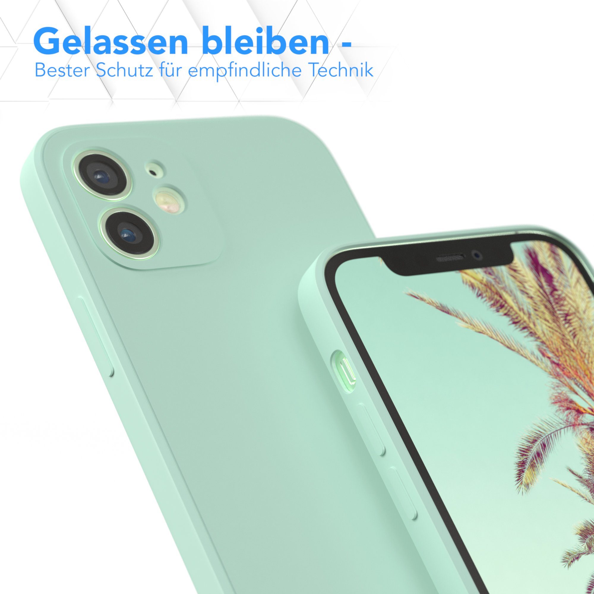 EAZY CASE Handyhülle für Apple iPhone 12 Hülle Silikon 6,1 Zoll, Hülle Silikon kratzfest Smart Slimcover Bumper Case Etui Mint Grün – Bild 4 von 5