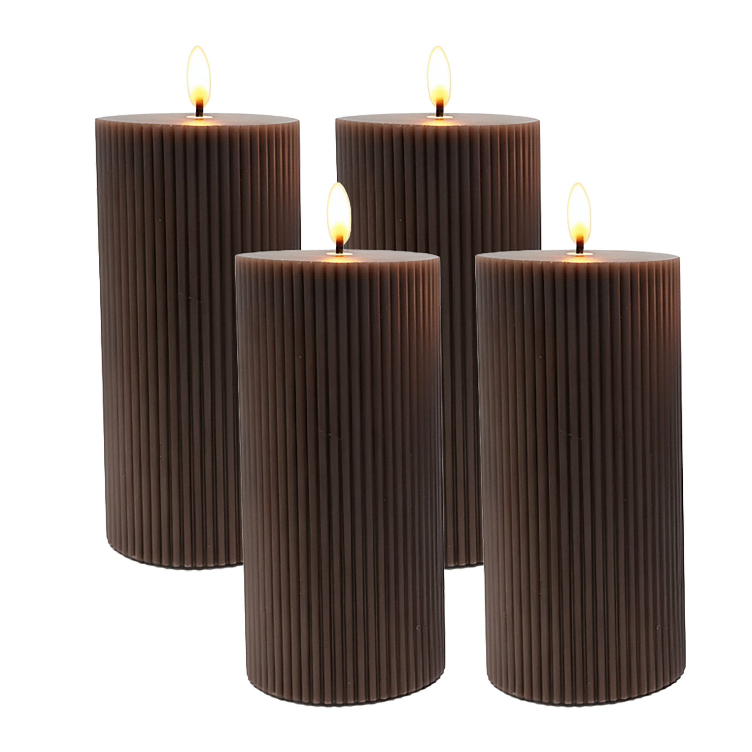 relaxdays LED-Kerze 4er Set 18 cm, Coffee
