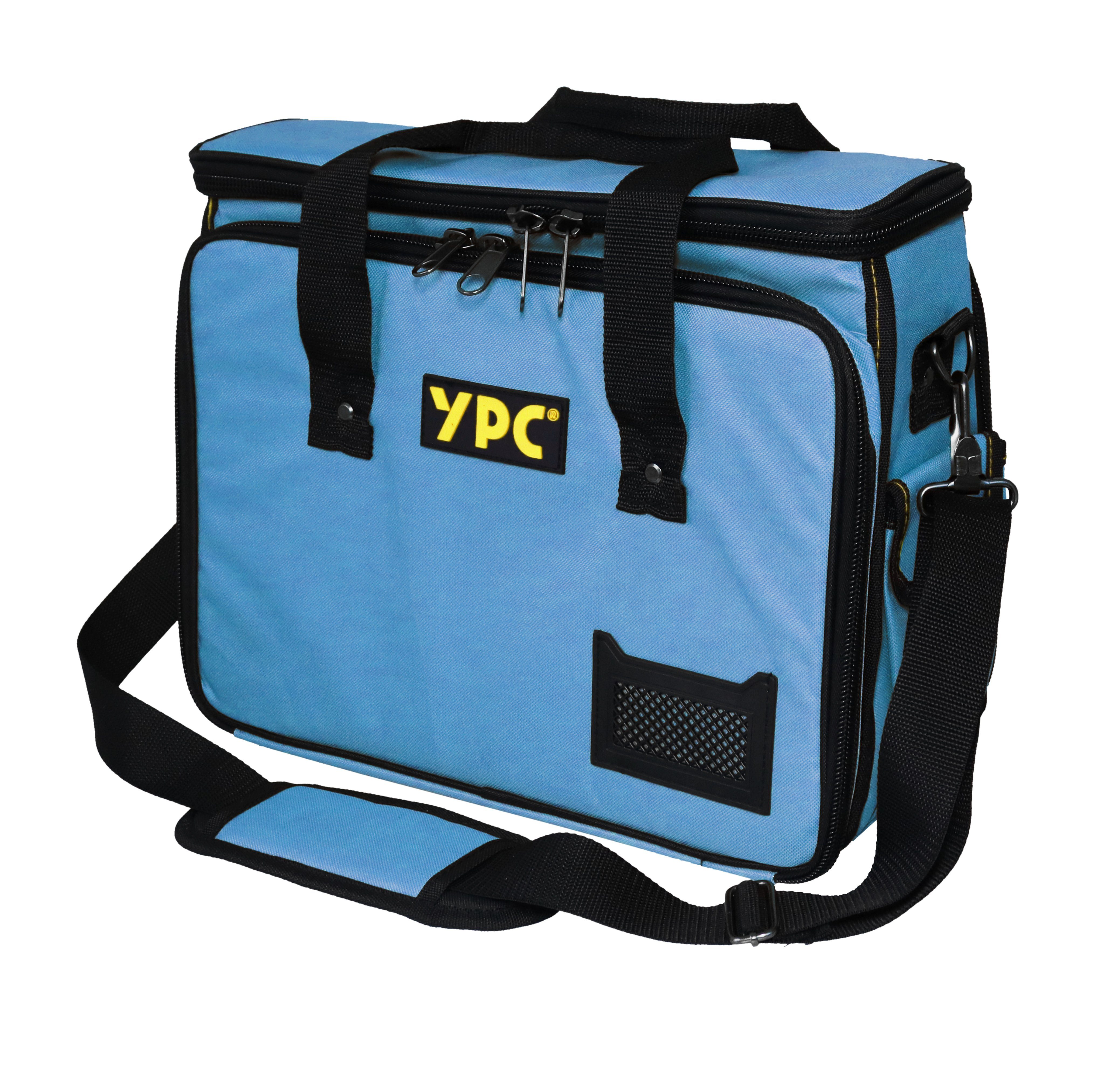 YPC Werkzeugtasche "Operator" Werkzeugtasche XL, 40x32x20cm, 20 kg Tragkraft, Umhängetasche, Tragetasche für Werkzeug mit Haltern, Fächern und Einschüben Blau
