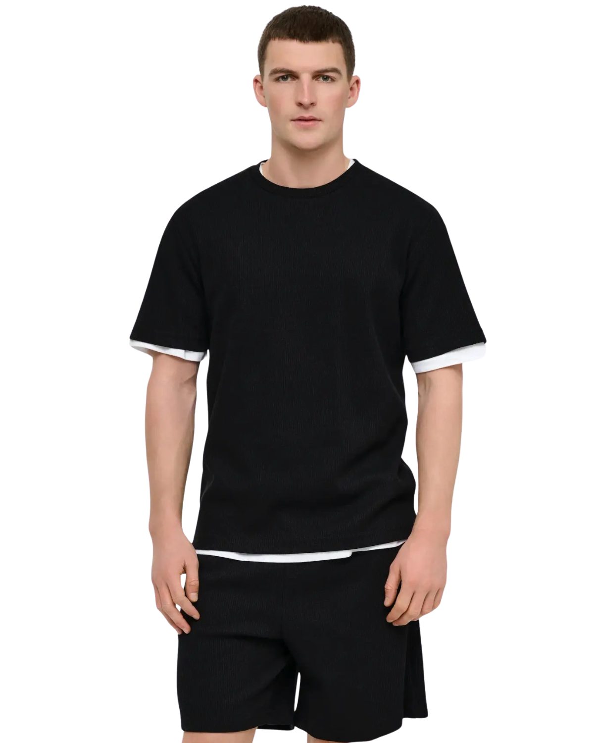 ONLY & SONS T-Shirt Zeitloses Herren Rundhals T-Shirt mit markanter Waffelstruktur