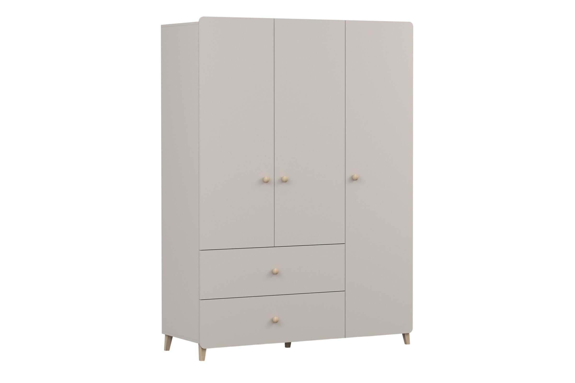 Deine Möbel 24 Kleiderschrank MARCO 01 120 cm kaschmir 3-türig mit 2 Schubladen und Kleiderstange (Set, 1-St., MARCO - Kollektion) Kinderkleiderschrank ideal für Kinder- & Jugendzimmer