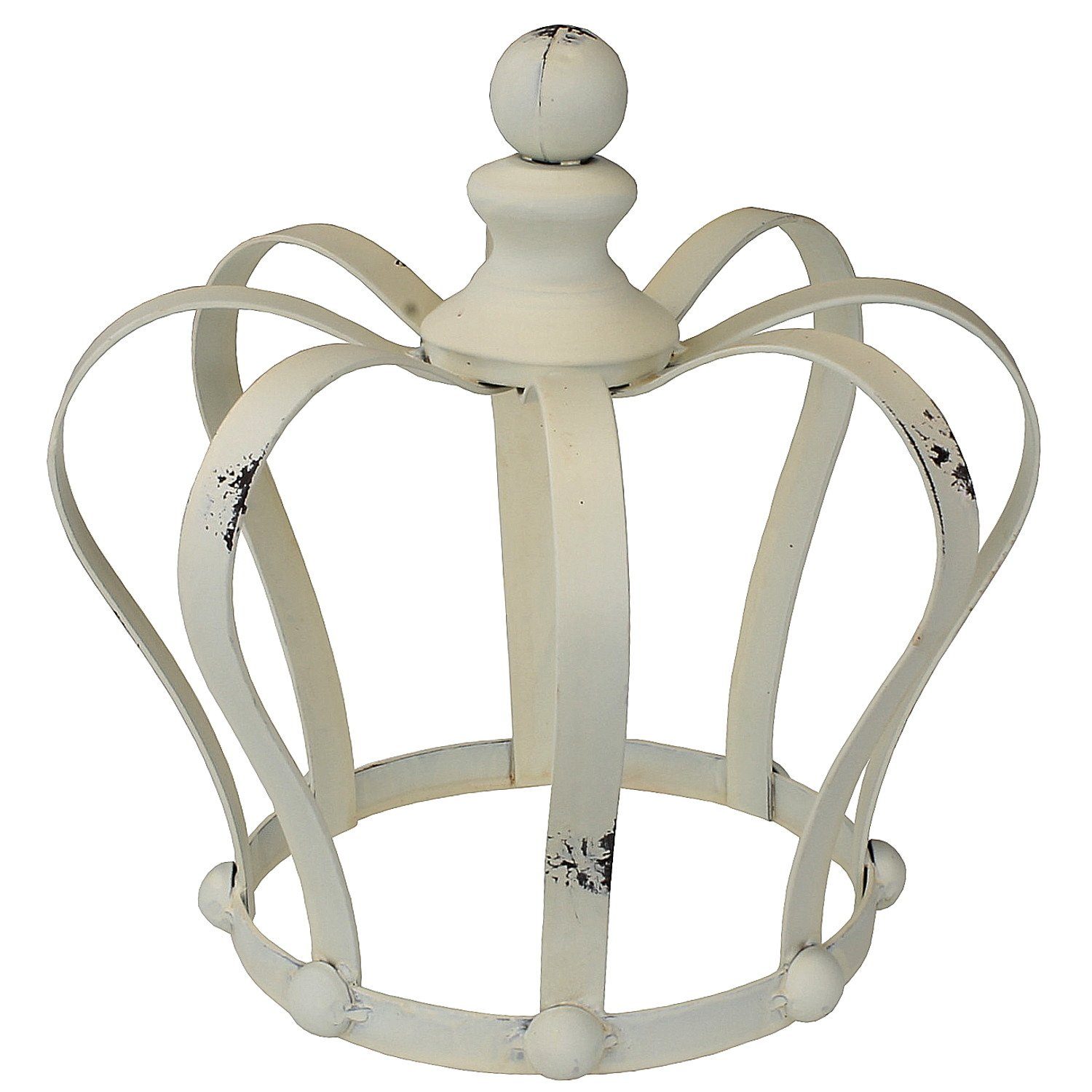 Dekoobjekt Deko-Krone Metall Antik-Weiß 24 x 26 cm groß Shabby Chic nostalgisch