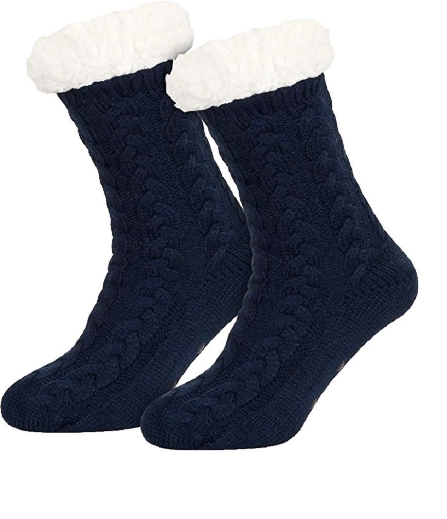 Rungassi Kuschelsocken Heat Booster Hüttensocken mit flauschig weichem Teddystoff Zopf
