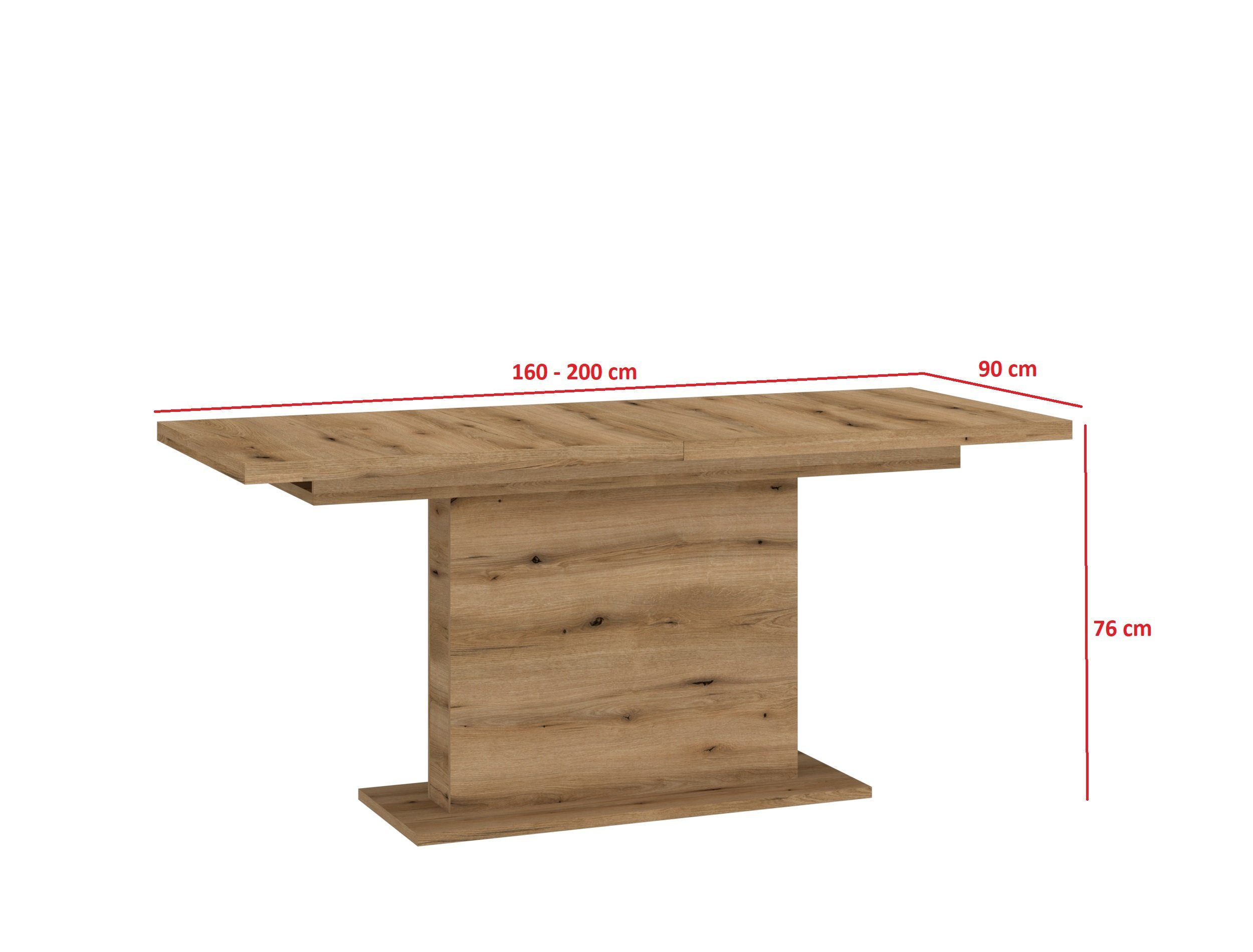 Tisch), rechteckig Esstisch Eiche Esstisch, (Esstisch, Stylefy ausziehbar, Wiola
