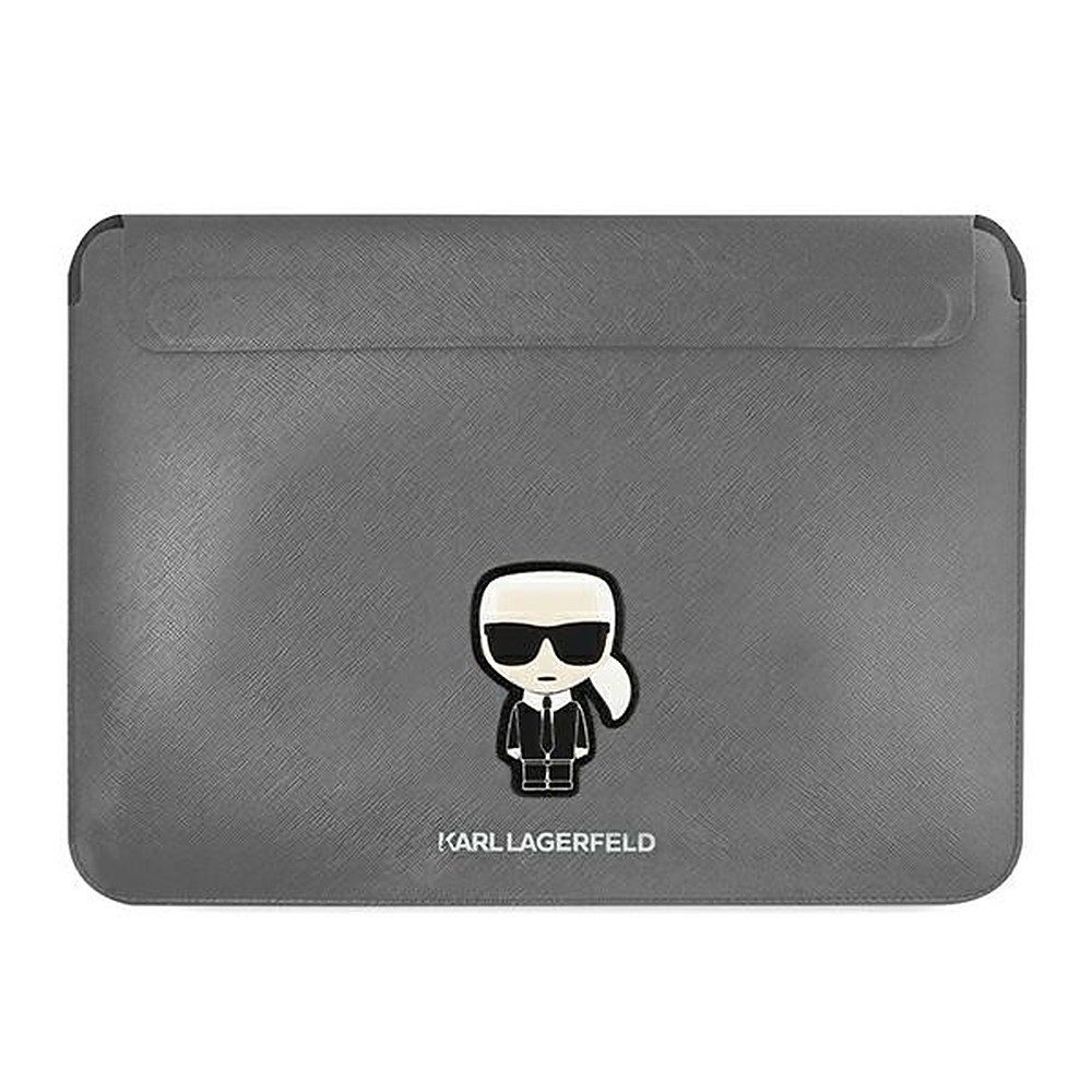 KARL LAGERFELD Laptoptasche Notebookhülle Laptophülle Schutztasche (Spar-Set, 1-tlg., 35, 5 cm elegant, 5x2x24), Magnetverschluss, Saffiano-Struktur, 3D-Patch