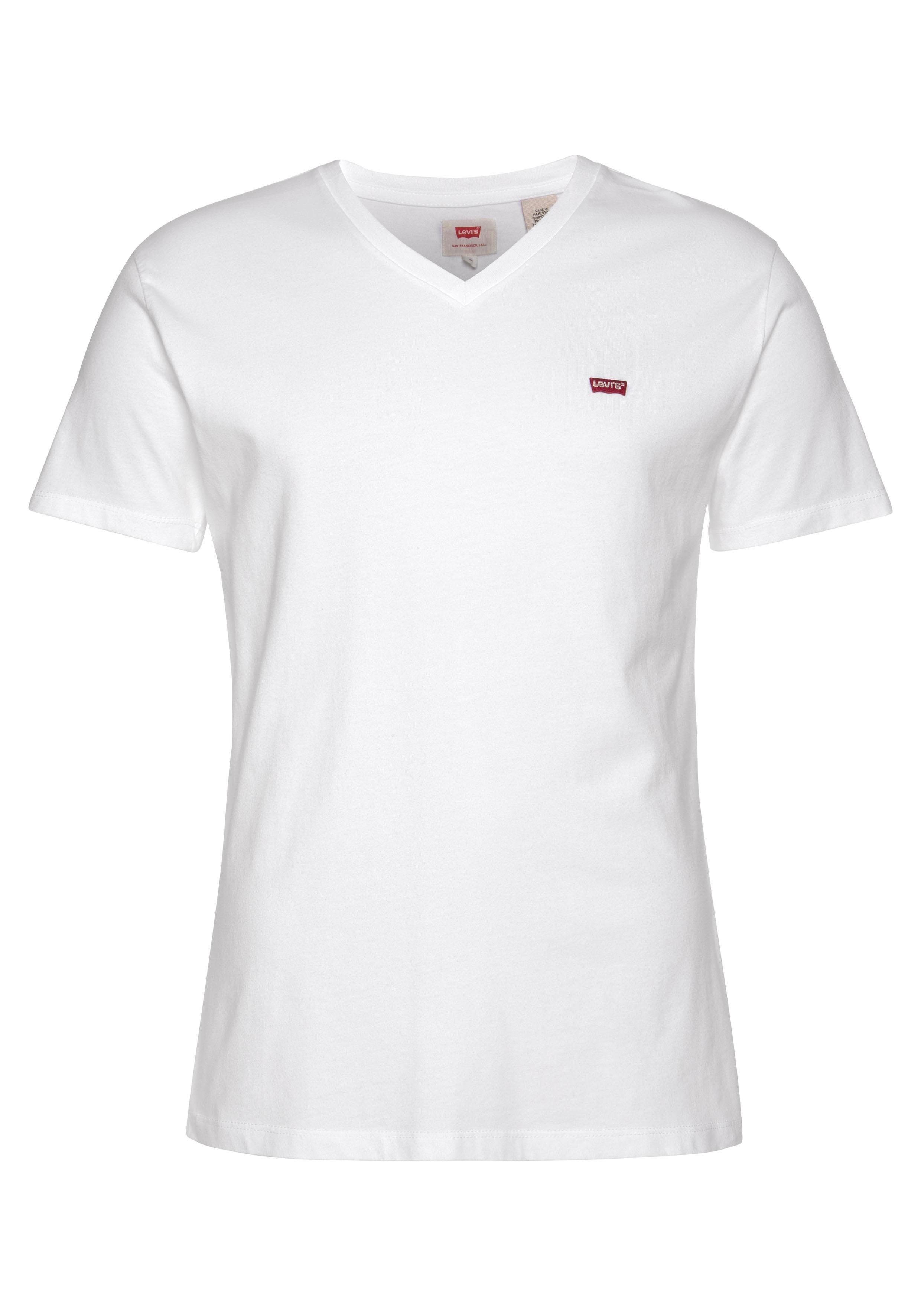Levi's® V-Shirt LE ORIGINAL HM VNECK mit Logostickerei weiß