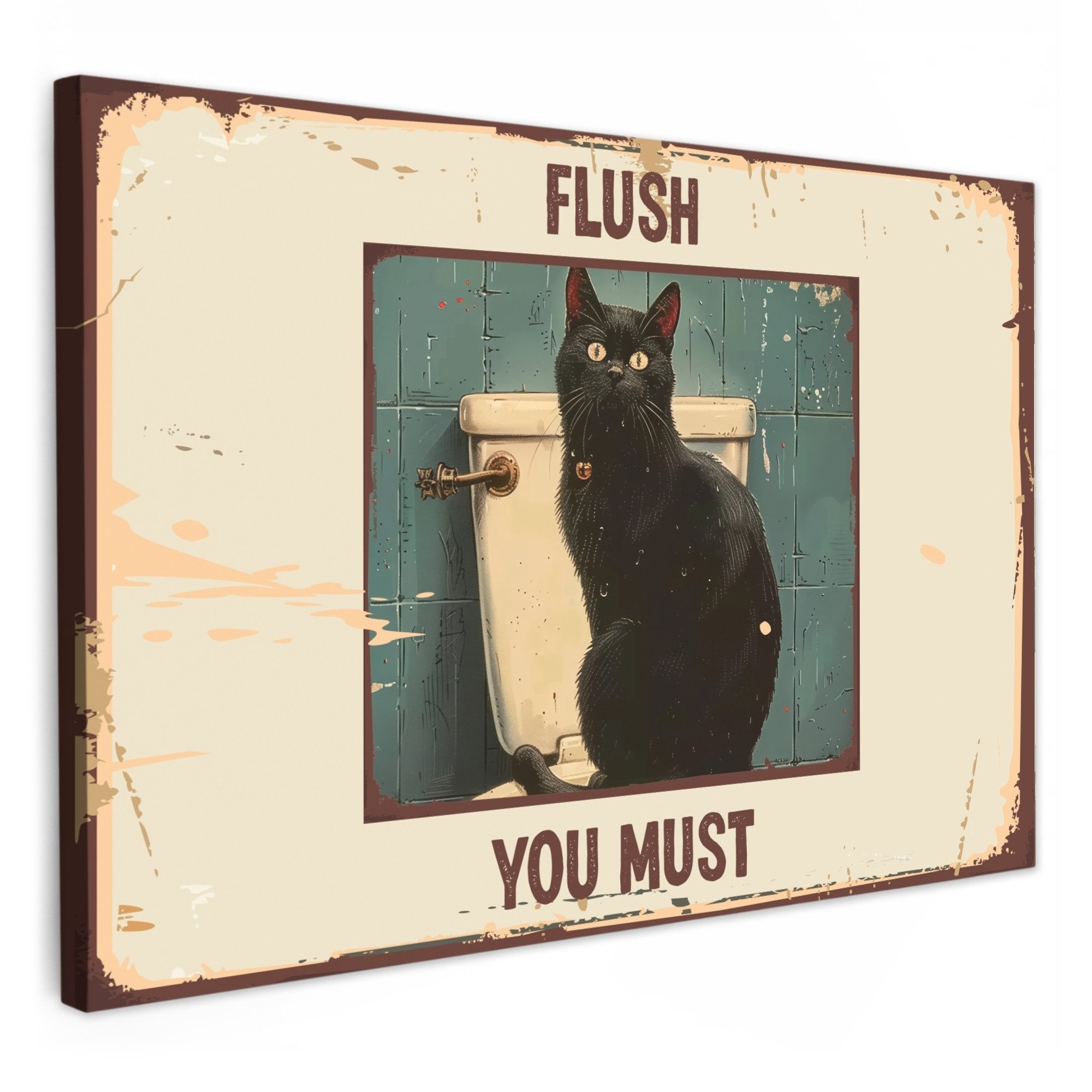 OneMillionCanvasses® Leinwandbild Katze - Vintage - Schwarz - Zitat - Flush günstig online kaufen