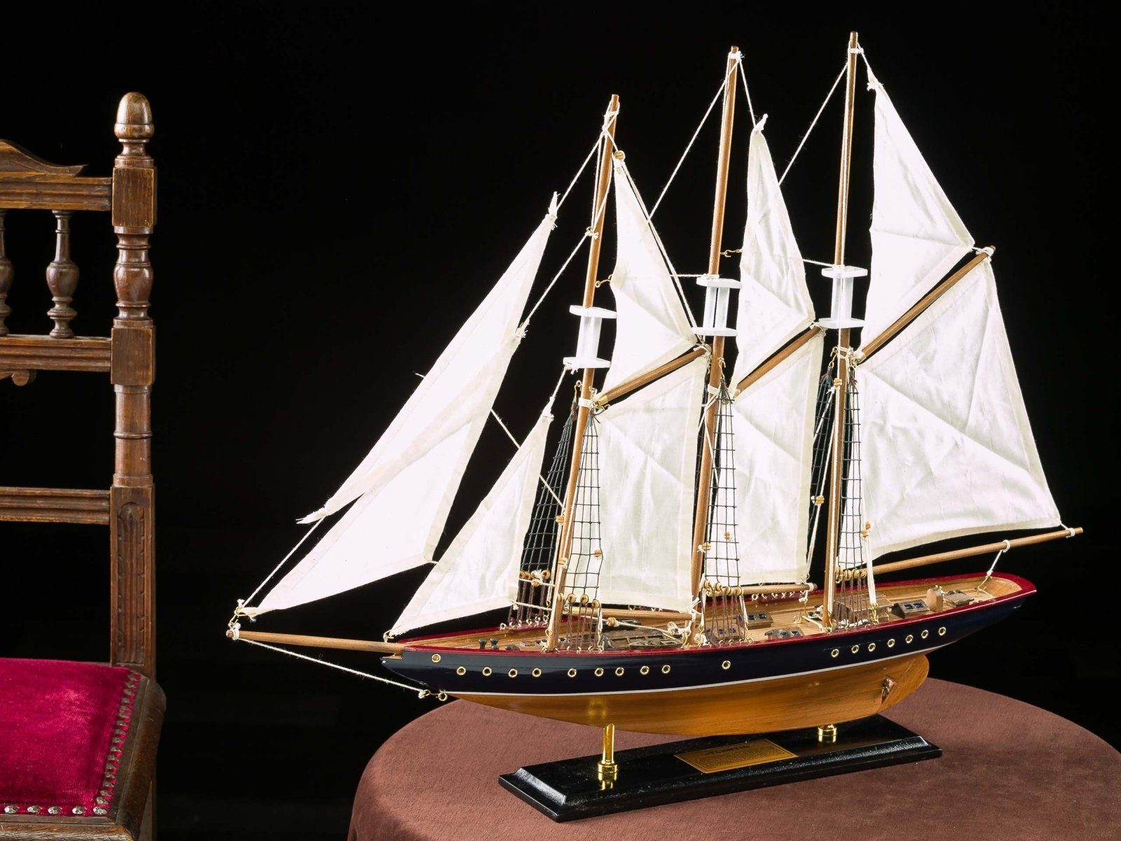 Aubaho Dekoobjekt Modellschiff Atlantic Segelschiff Segelyacht Yacht Schiff 71cm kein Ba