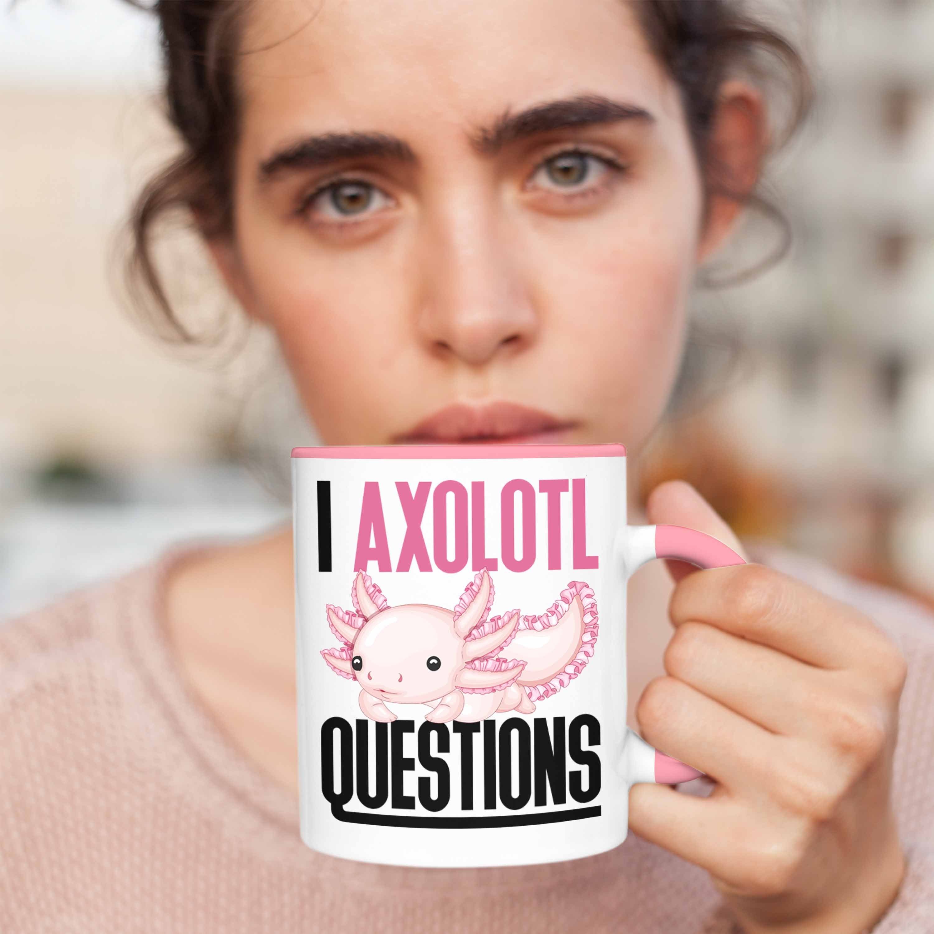 Trendation Tasse Geschenk Tasse Schwanzlurch Axolotl Rosa Geschenk I Axolotl Gamer Questions