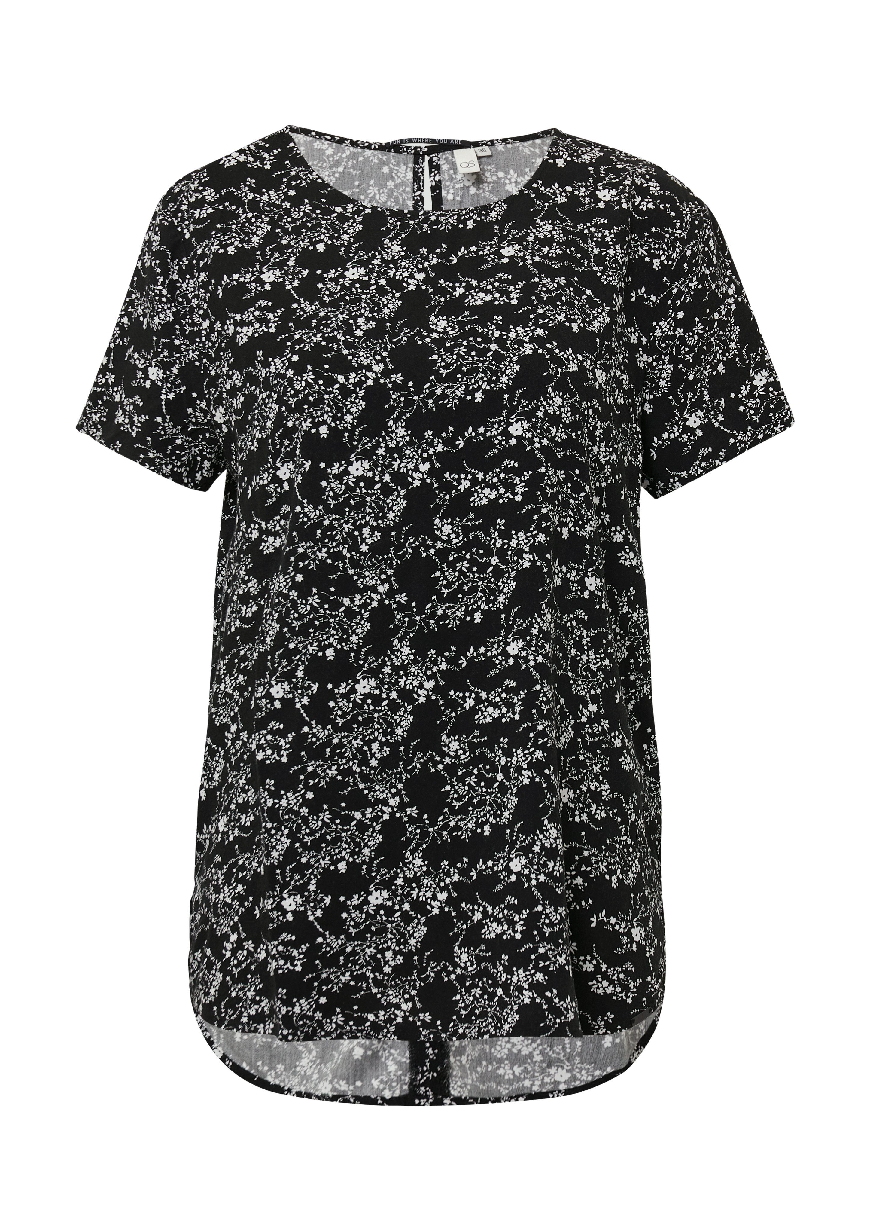 QS Kurzarmbluse mit All-Over Print günstig online kaufen