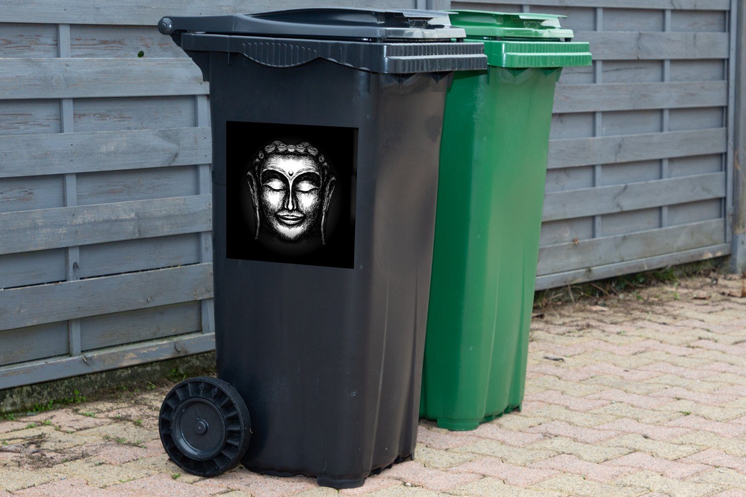 - Container, Wandsticker Mülltonne, Abfalbehälter Sticker, MuchoWow Bild Mülleimer-aufkleber, Gesicht - Buddha St), (1