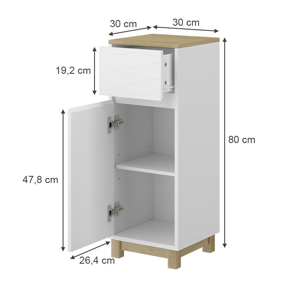 Vicco Midischrank Livia, Weiß/Holz, 30 x günstig online kaufen