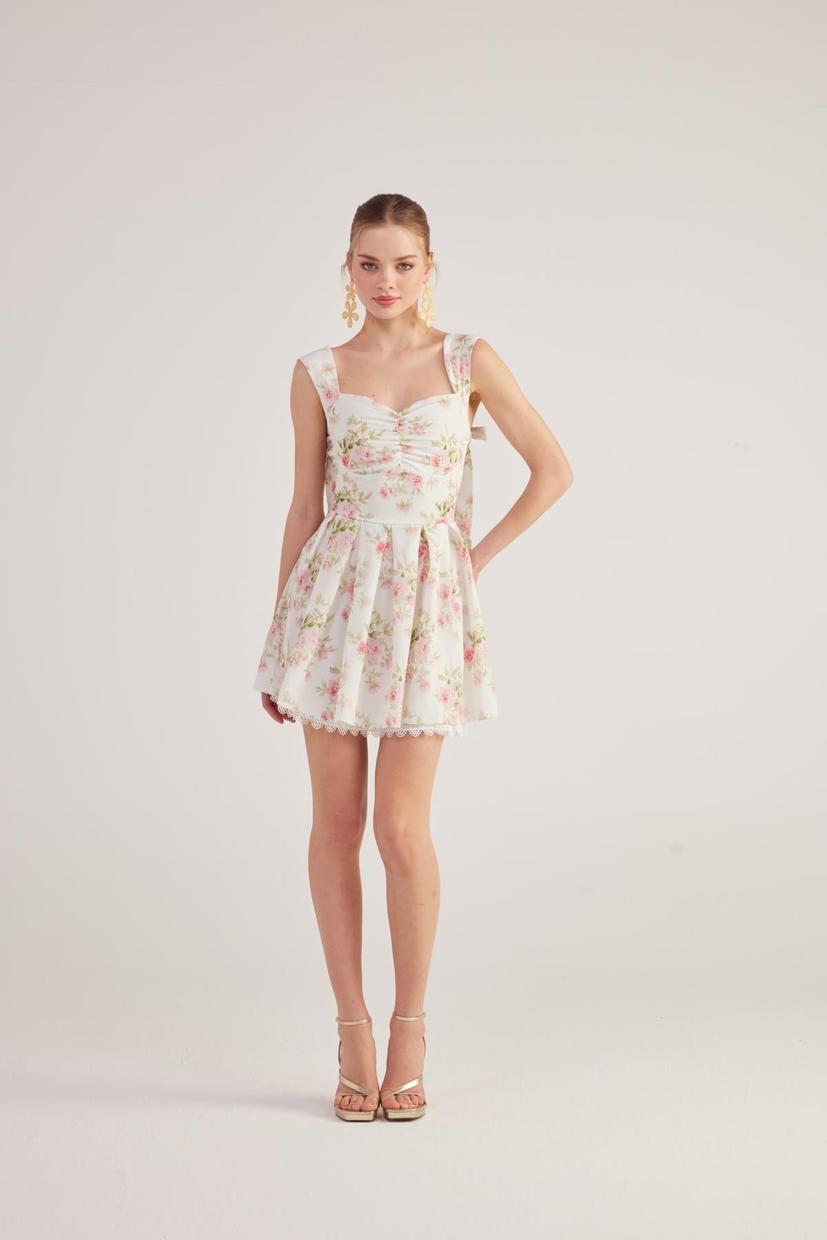 Midikleid Blumen Mini-Kleid mit Stickerei