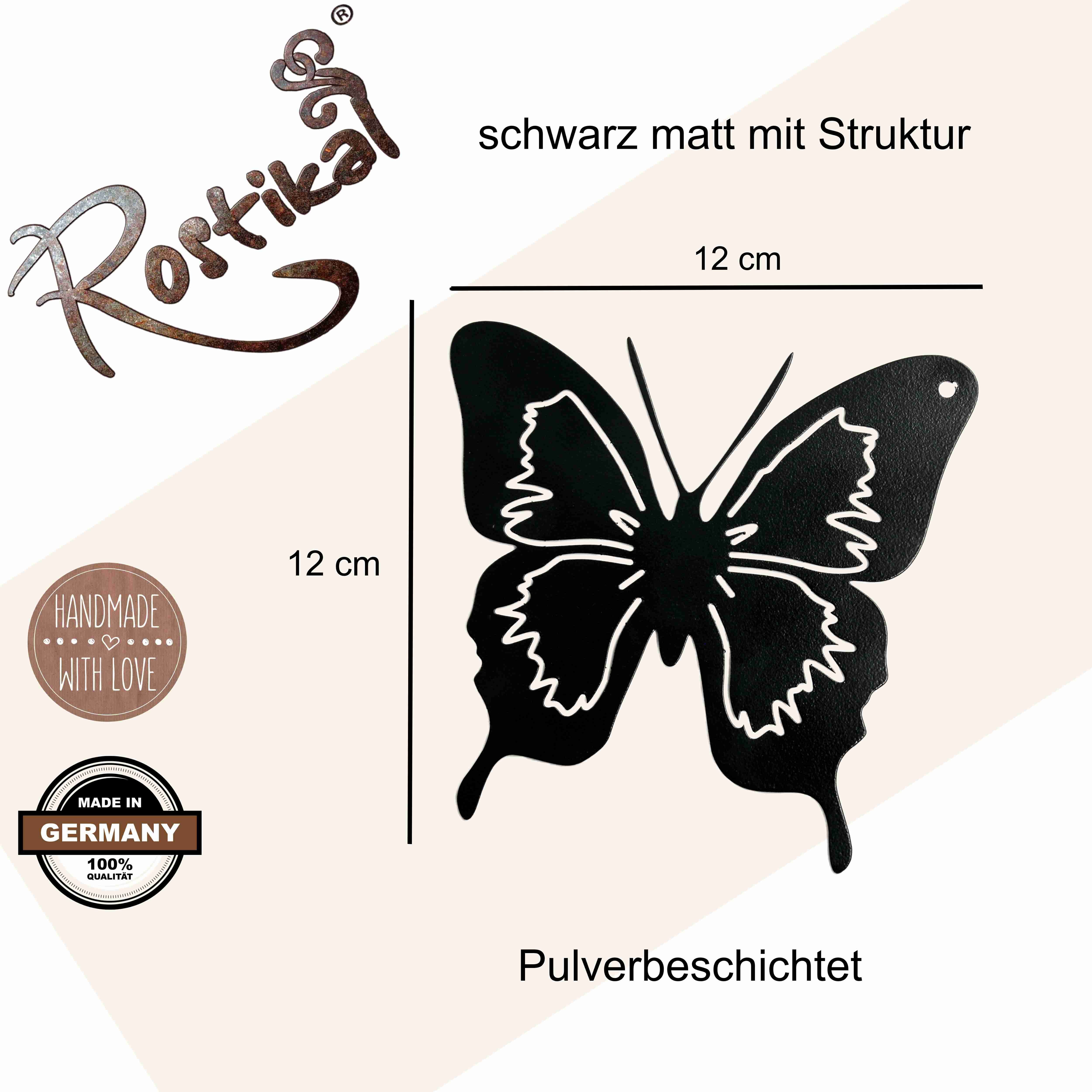 Hängedekoration schwarz Schmetterling, Metall handmade Rostikal