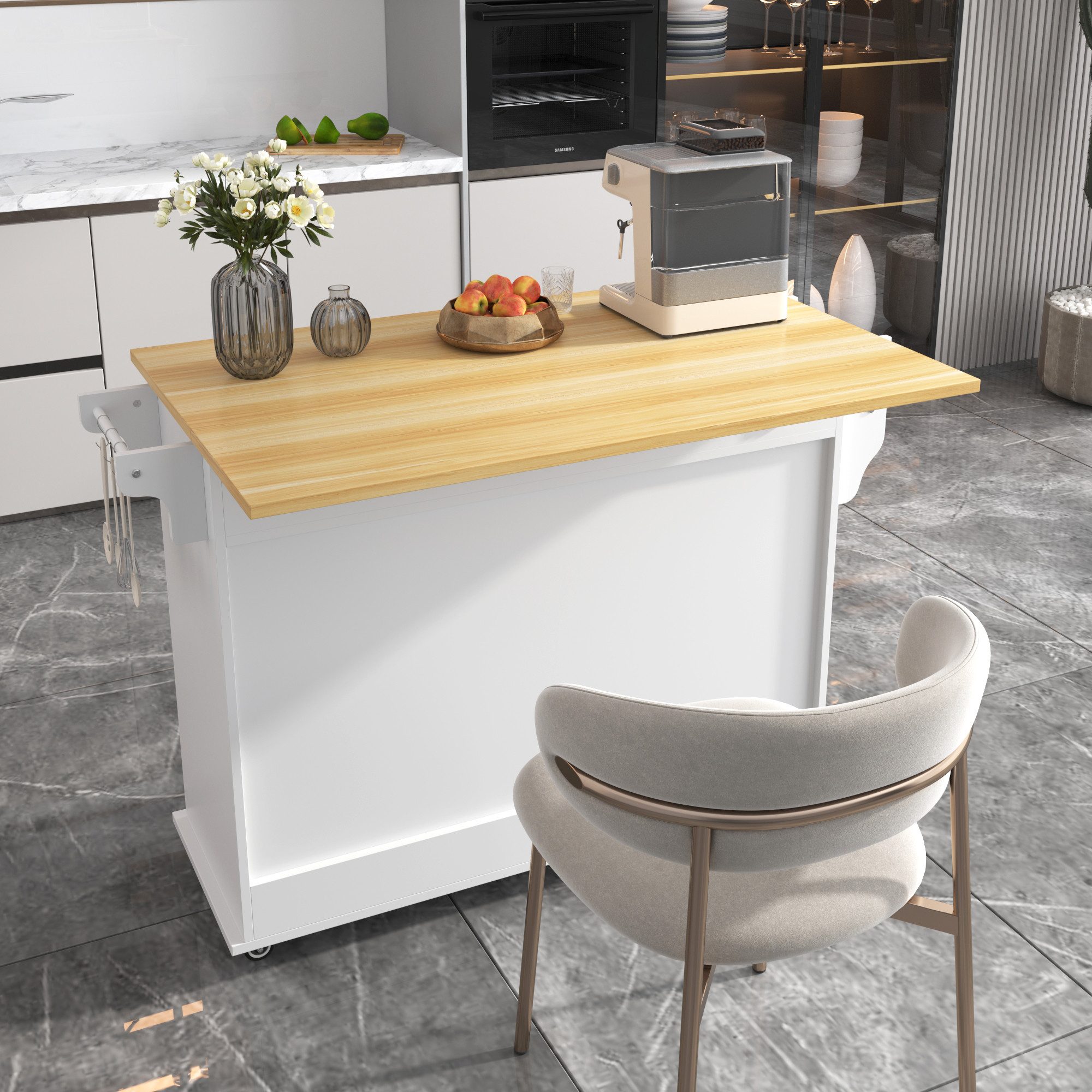 Flieks Küchenwagen Sideboard, (1 St., mit verstellbare Einlegeböden, Rollen günstig online kaufen