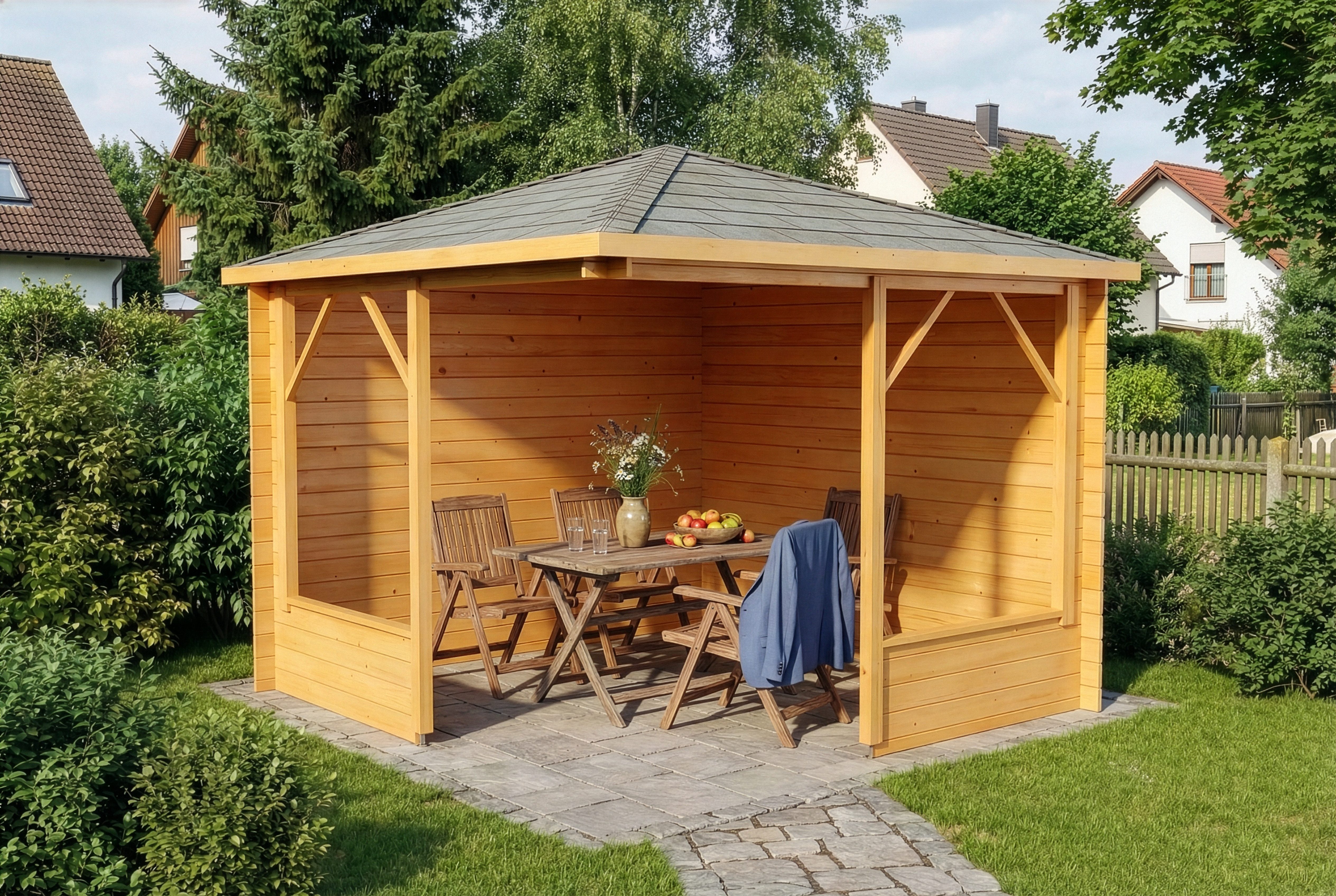 Alpholz Pavillon 5-Eck Maik 28, in Imprägniert (Pinie)