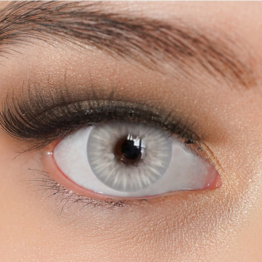 Charmiga Jahreslinsen Farbige Kontaktlinsen Grau, Farblinsen ohne Stärke, Sugar Gray, Farbige Kontaktlinsen