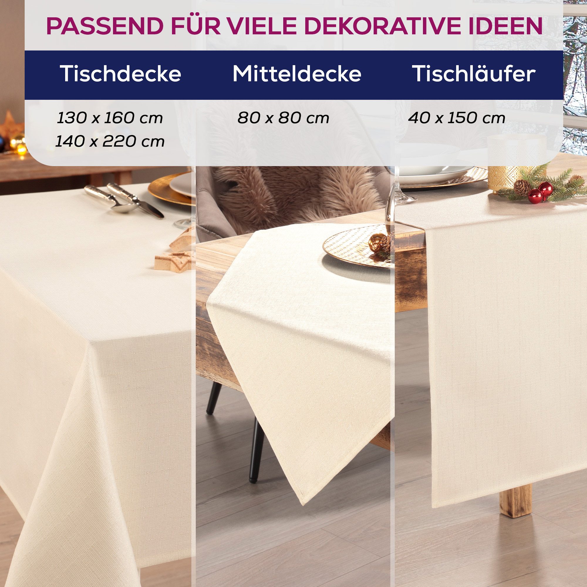 Beautex Tischdecke Lurex Tischdecke Weihnachten, Silber Gold glänzend, Weih günstig online kaufen