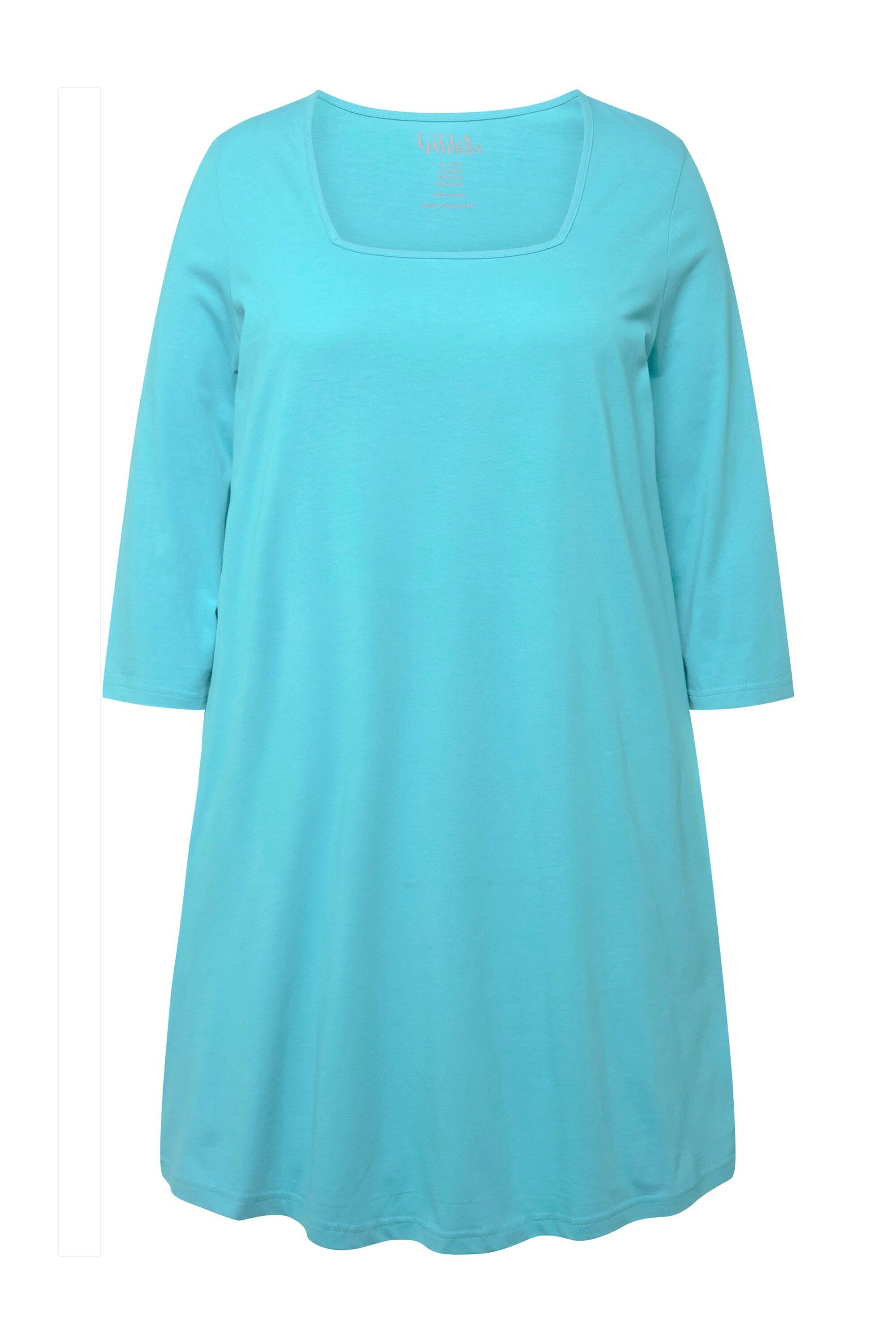 Ulla Popken Longshirt Longshirt A-Linie Carré-Ausschnitt 3/4-Arm günstig online kaufen