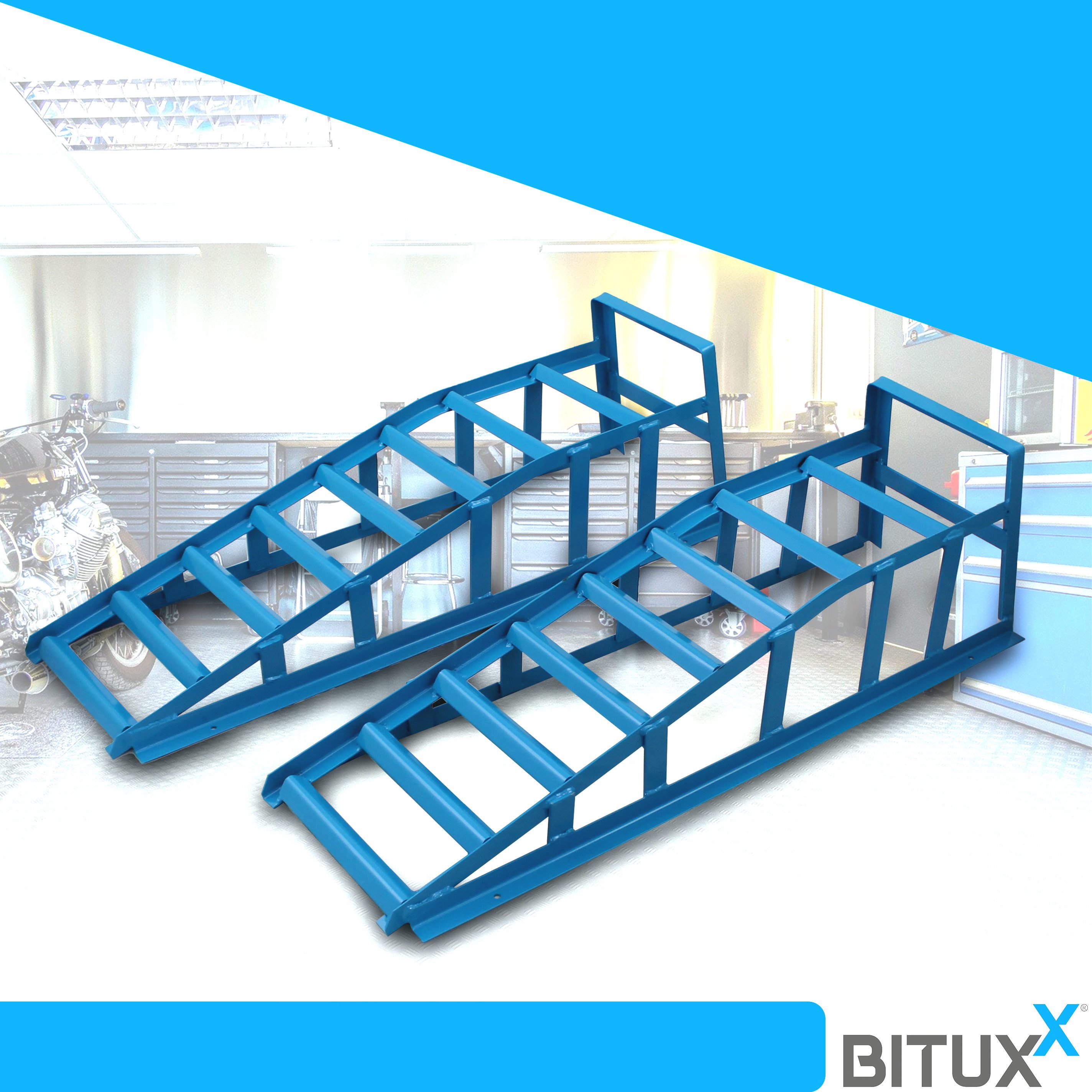 Bituxx Auffahrrampe 1 Paar 1500kg Blau (2er Set, 2-St., MS-11397), belastbar bis 1500kg je Rampe, für Reifenbreite bis 240mm