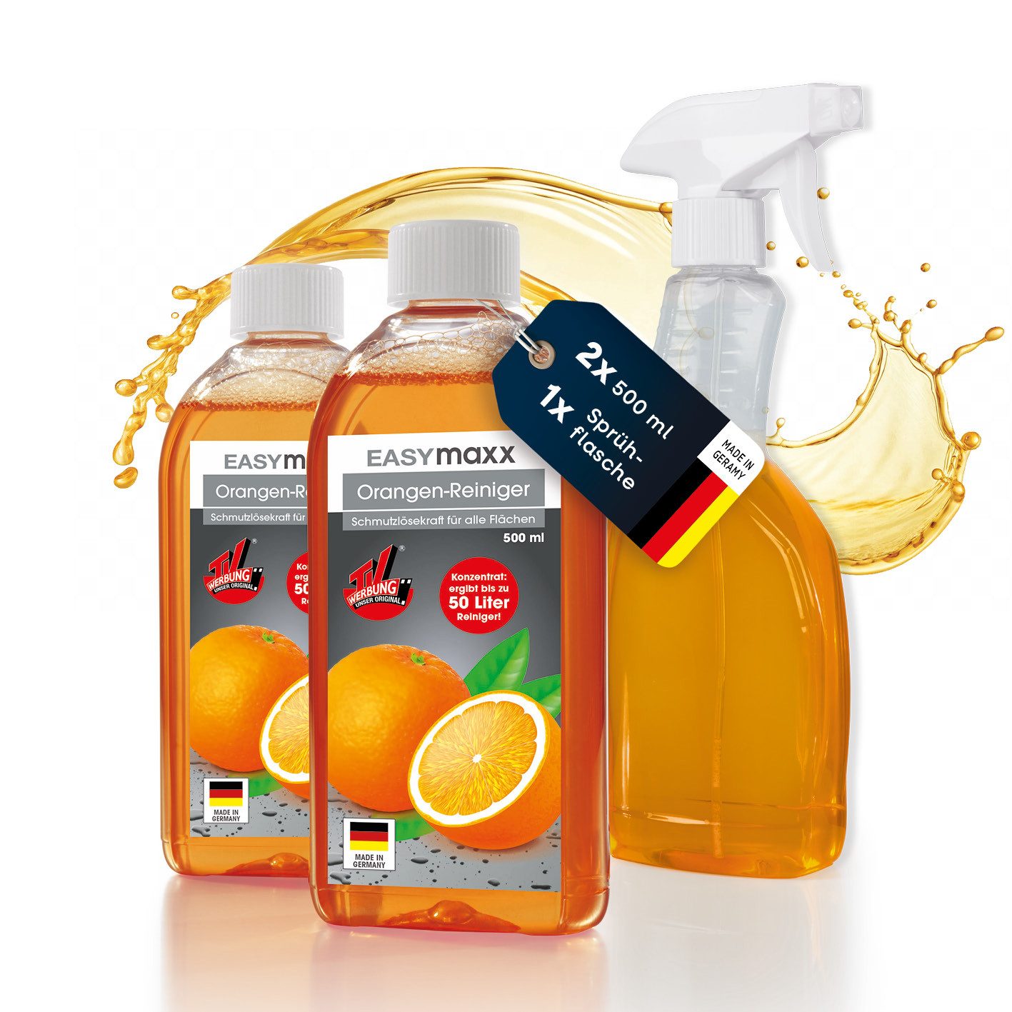 EASYmaxx EASYmaxx Reinigungsmittel Orangenreiniger 2x 500ml inkl. Sprühflasche Reinigungskonzentrat