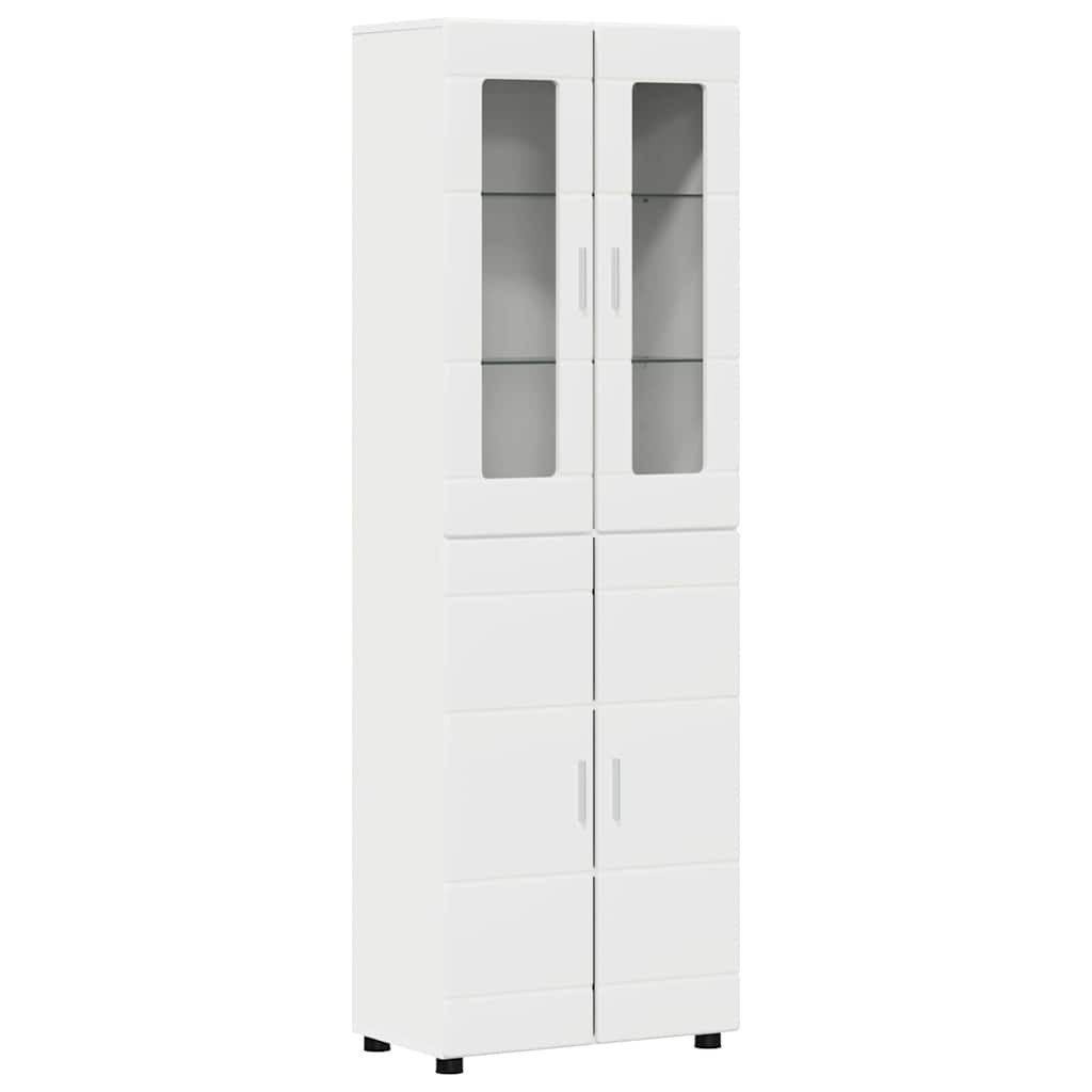 vidaXL Wohnzimmer-Set Highboard mit Regal FLORIN Weiß 60 x 35 x 182 cm Holzwerkstoff, (1-St)