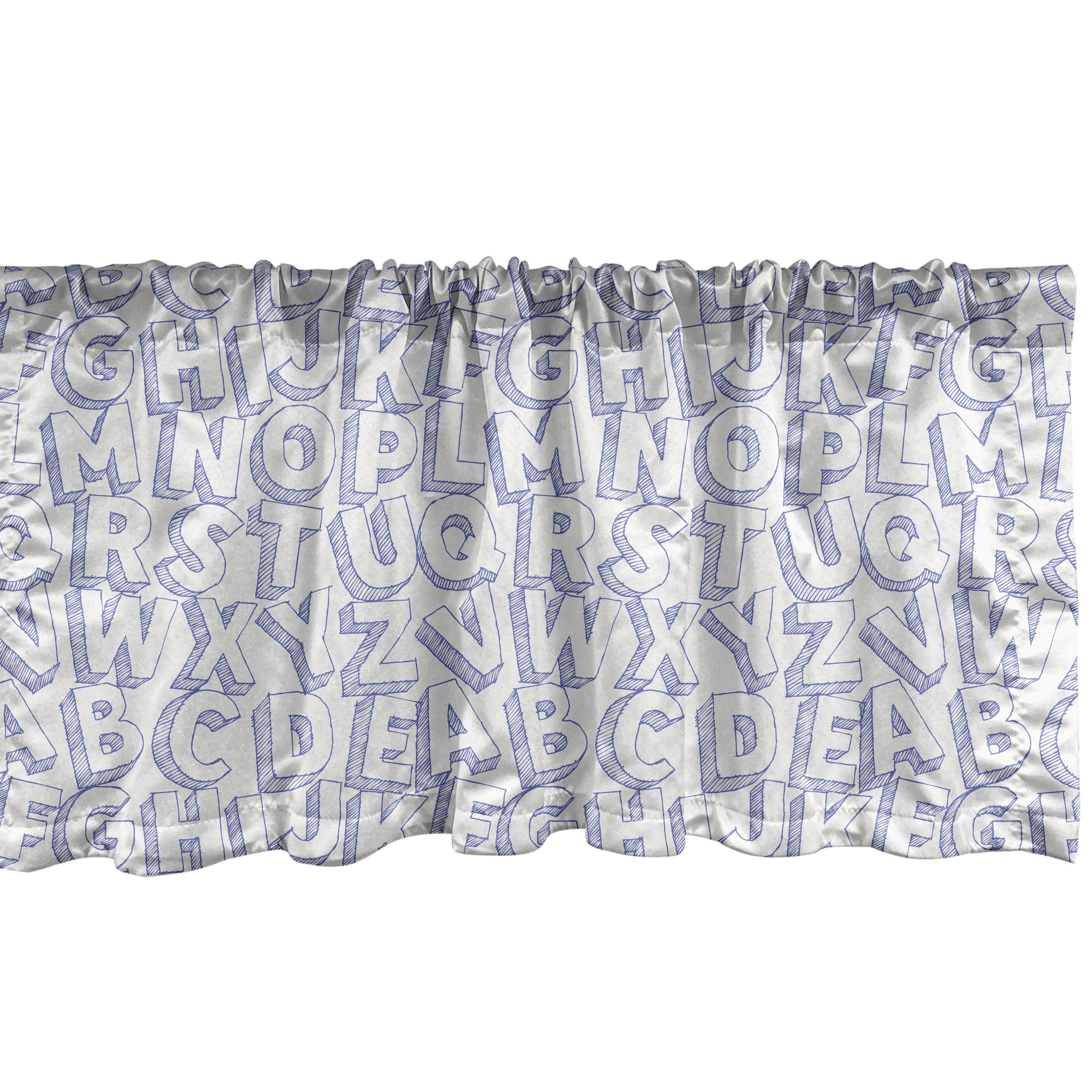 Scheibengardine Vorhang Volant für Küche Schlafzimmer Dekor mit Stangentasche, Abakuhaus, Microfaser, Gekritzel Großbuchstaben
