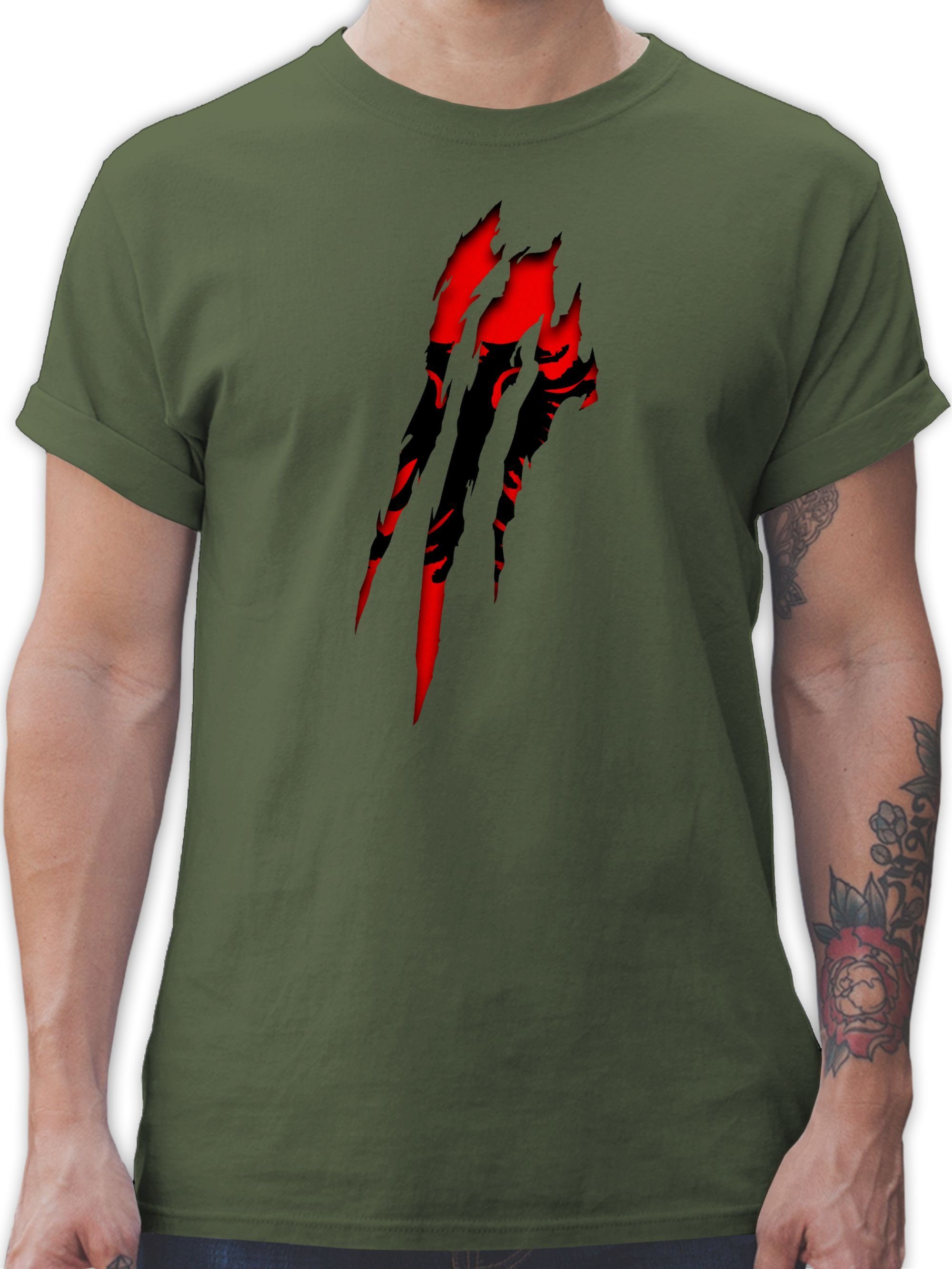 Shirtracer T-Shirt Albanien Krallenspuren Länder Wappen 03 Army Grün
