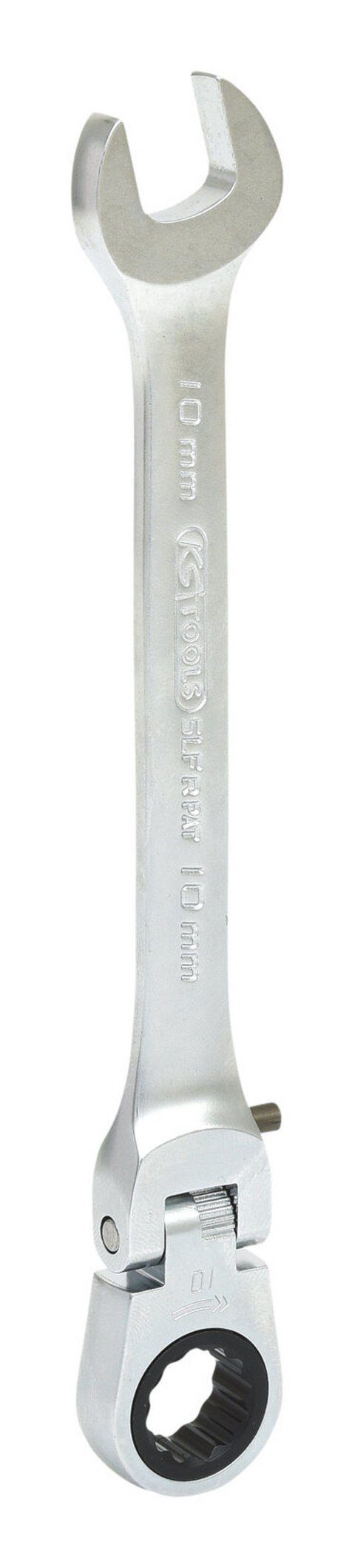KS Tools Ratschenringschlüssel GEARplus, Gelenk-Ratschenringmaulschlüssel feststellbar, 10 mm