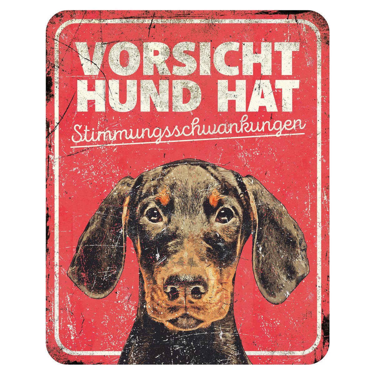 D&D Warnschild Warnschild Dobermann rot