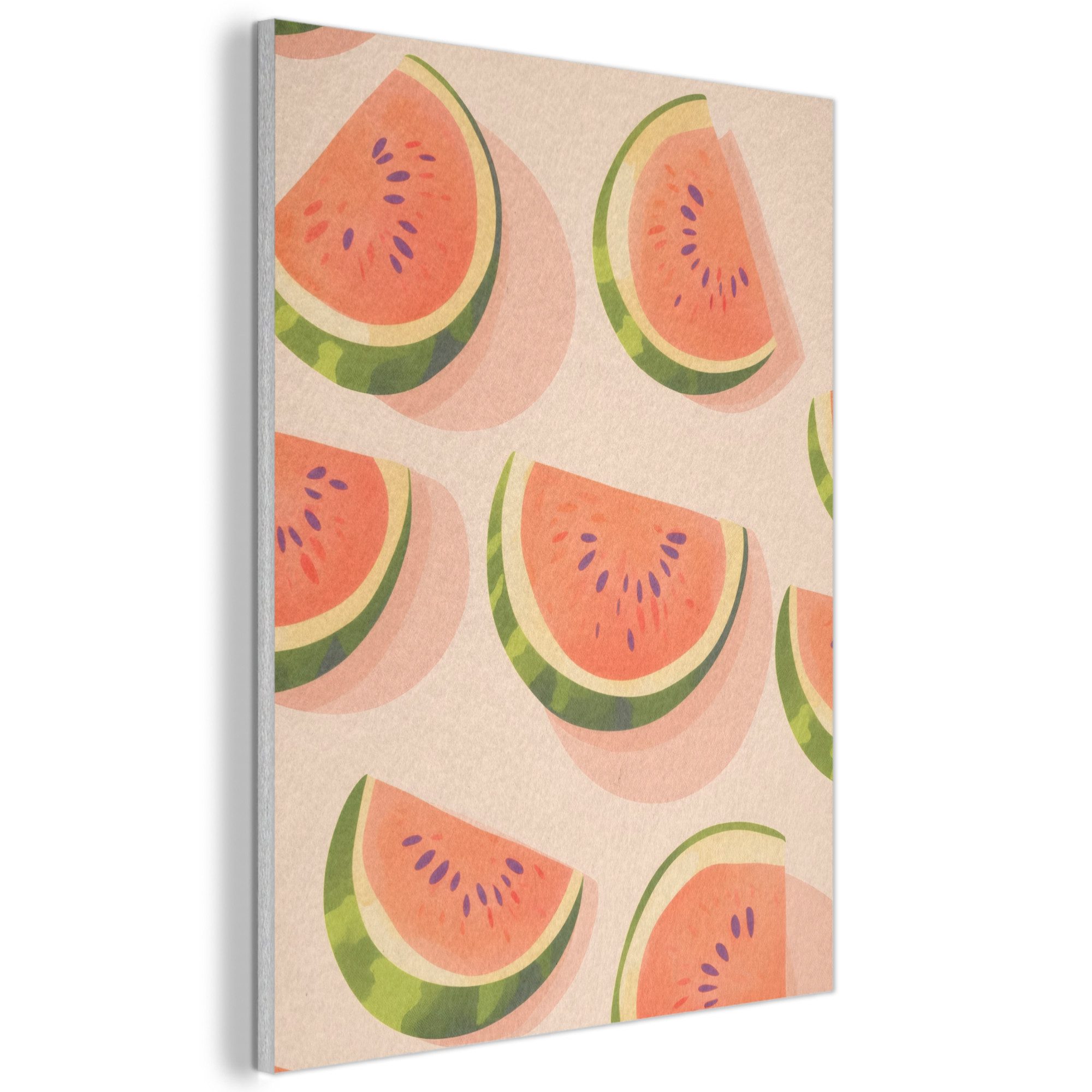 MuchoWow Gemälde Wassermelone - Scheiben - Kerne - Rot, Fotodruck (1 St), Wandbilder für Esszimmer, Wanddeko Bilder Küche, 30x40 cm