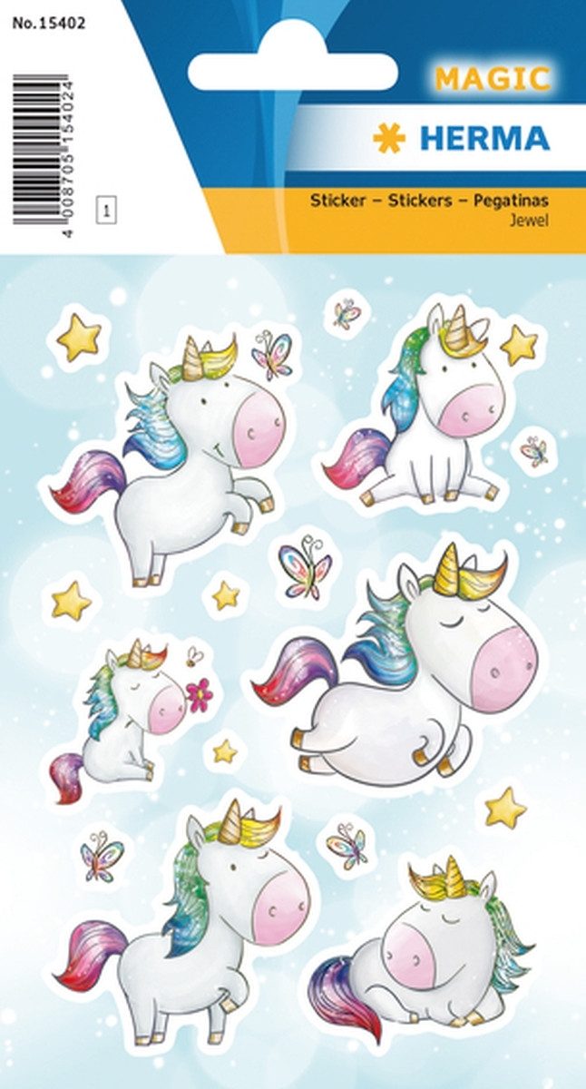 HERMA Etiketten Schmucketikett Magic Einhorn Sternenstaub Jewel 1 Blatt
