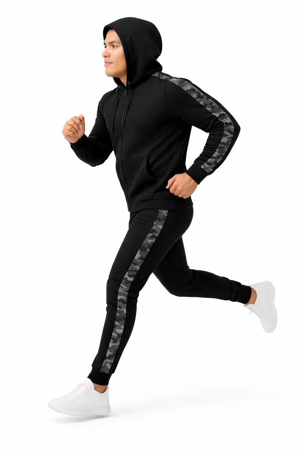 L.gonline Freizeitanzug Herren Jogginganzug, Freizeitanzug, Hausanzug 586 (Kapuzenjacke mit Reißverschluss, Hose, 2-tlg), Fitness Freizeit Casual