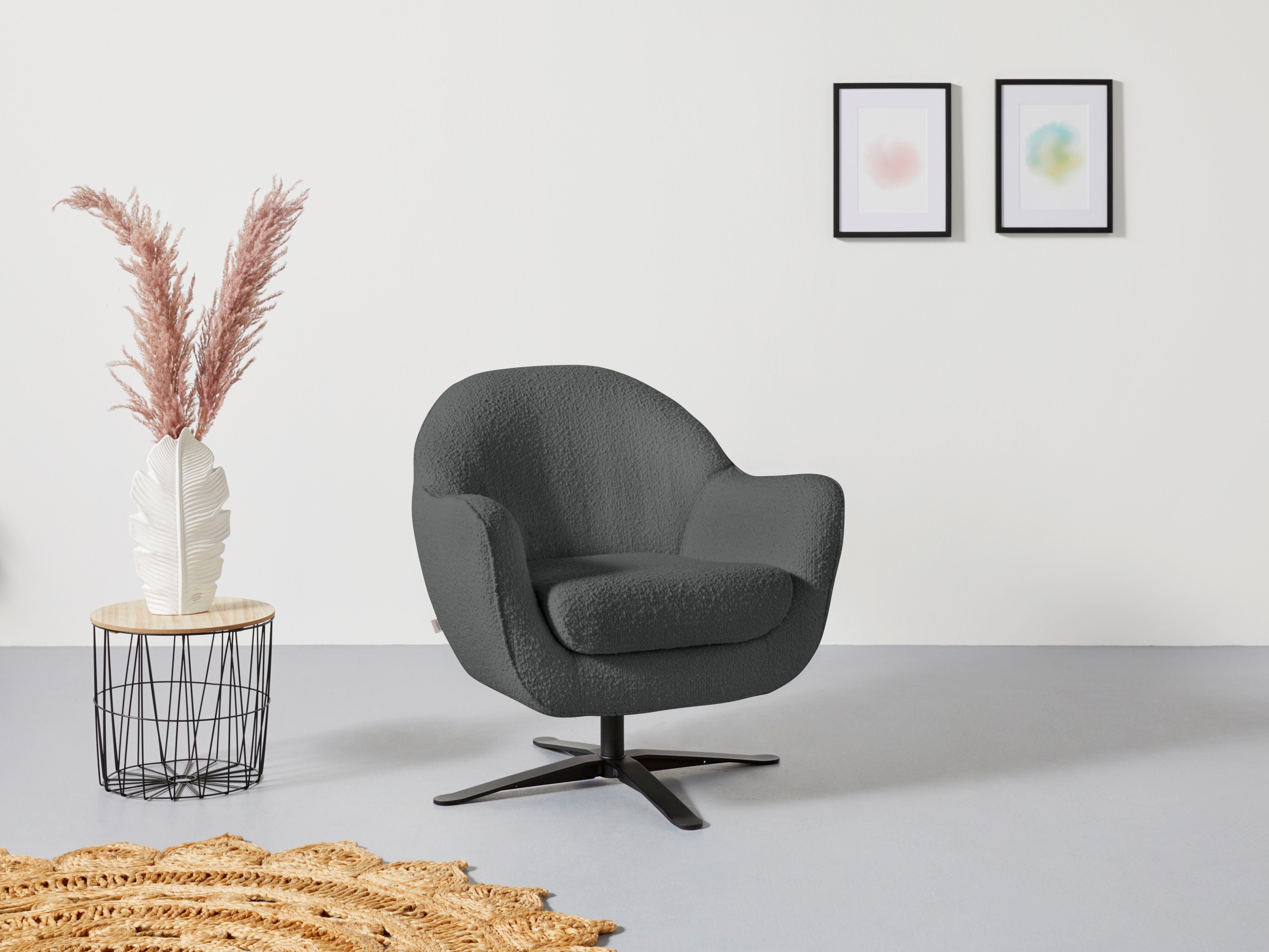 Home affaire Drehsessel Stavre, Loungesessel mit Drehfunktion, in moderner Optik, mit elegantem Drehfuß