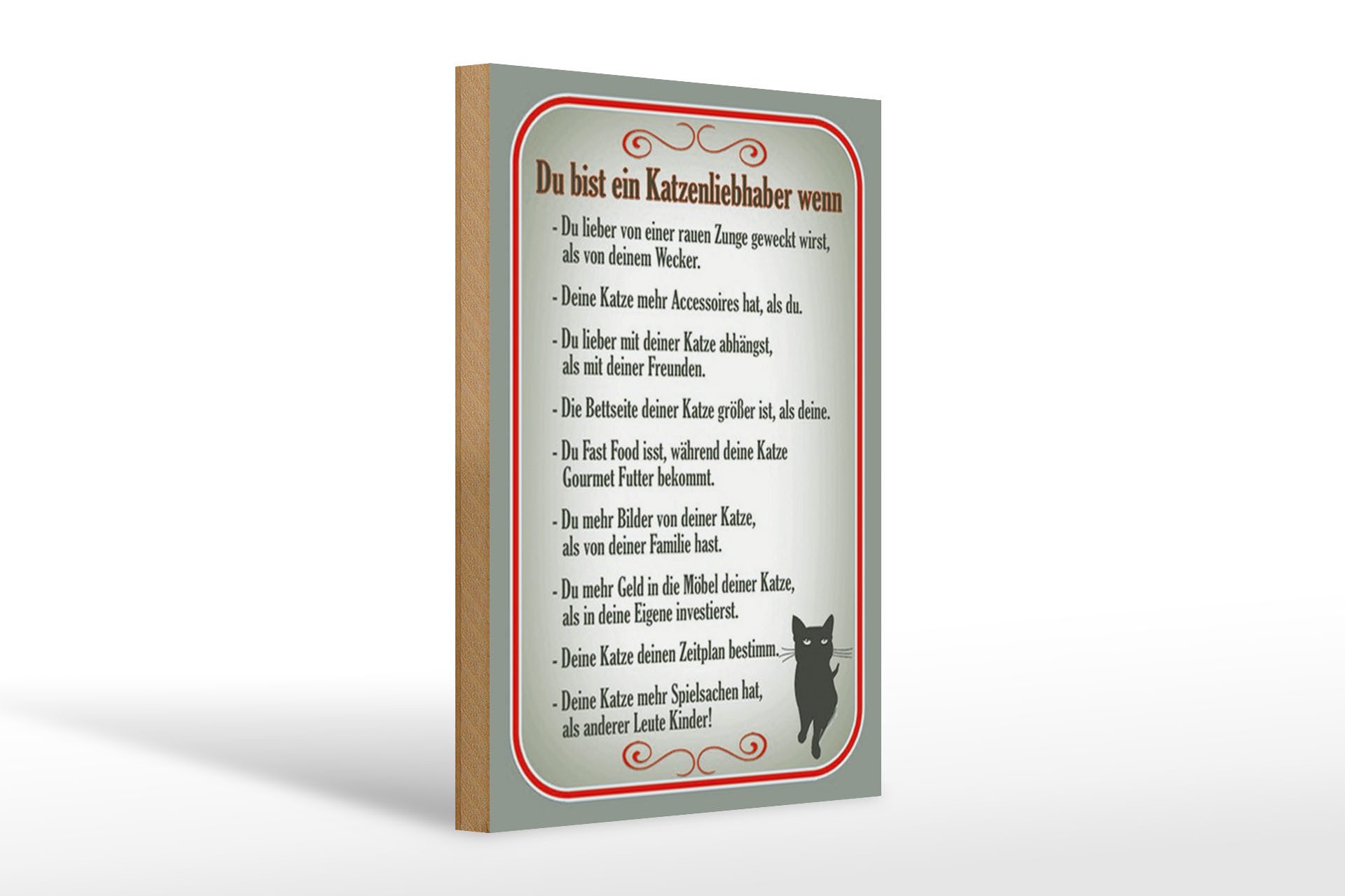 Holzbild Spruch 20x30cm du bist Katzenliebhaber wenn