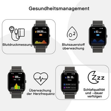 Sross Smartwatch, Damen Herren Smartwatch, Fitness Tracker Uhr Smartwatch (Fitnessuhr mit Telefonfunktion 1,69" HD Voll Touchscreen Zoll, Smartwatch Fitness Tracker Uhr, IP67 Wasserdicht, Uhren Watch für Android IOS, Fitnessuhr Tracker mit Pulsmesser Schrittzähler Schlafmonitor Aktivitätstracker Zoll)