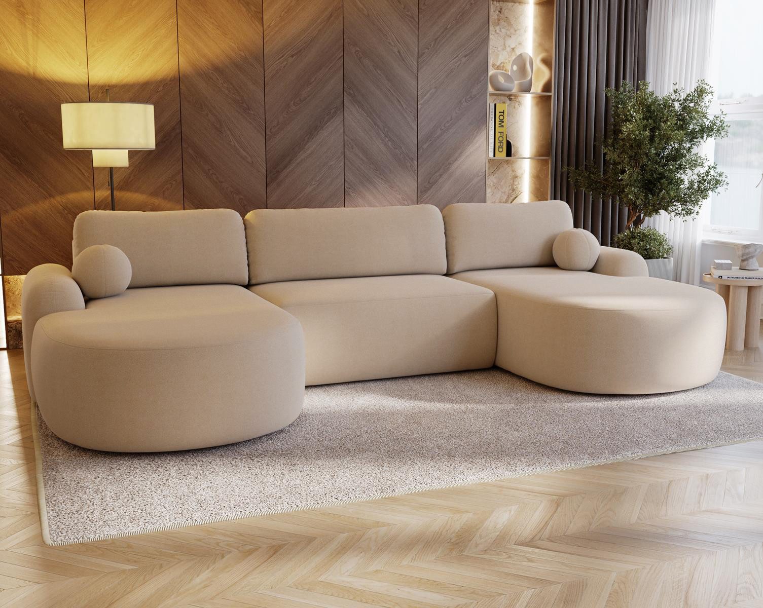 Compleo Ecksofa Design U-Form Ecksofa Bouclé, günstig online kaufen