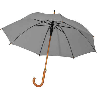 Livepac Office Stockregenschirm Automatik-Regenschirm mit Holzgriff / Farbe: silbergrau