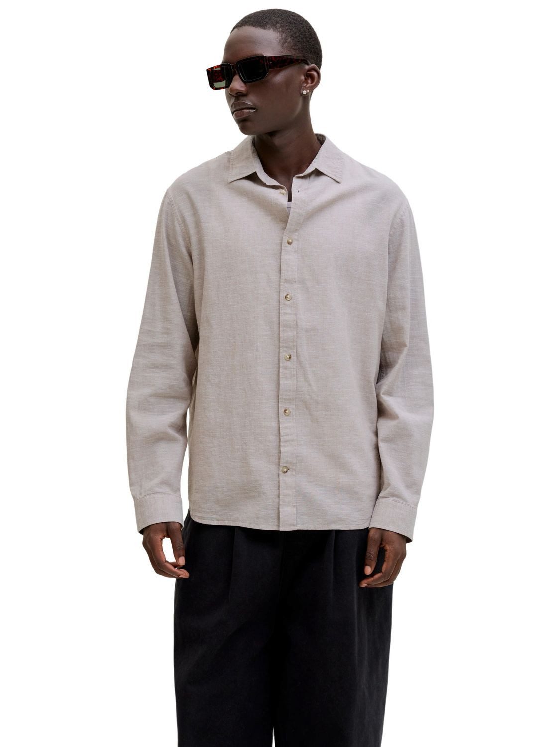 Jack & Jones Langarmhemd JJESUMMER LINEN BLEND (1-tlg)