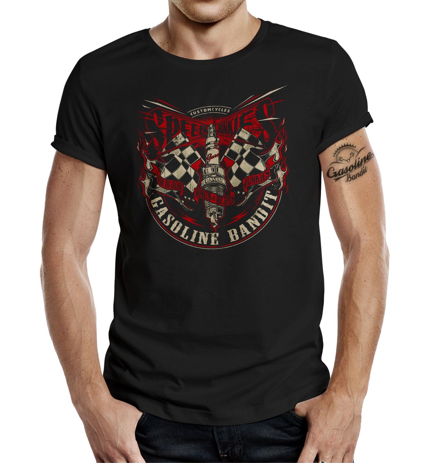 GASOLINE BANDIT® T-Shirt für Biker und Racer: Only for Speed Junkies, Spark