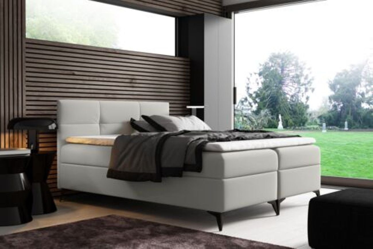 JVmoebel Bett, Bett mit Bettkasten Hotel Design Silber Boxspringbett Doppel 180x200 Modern