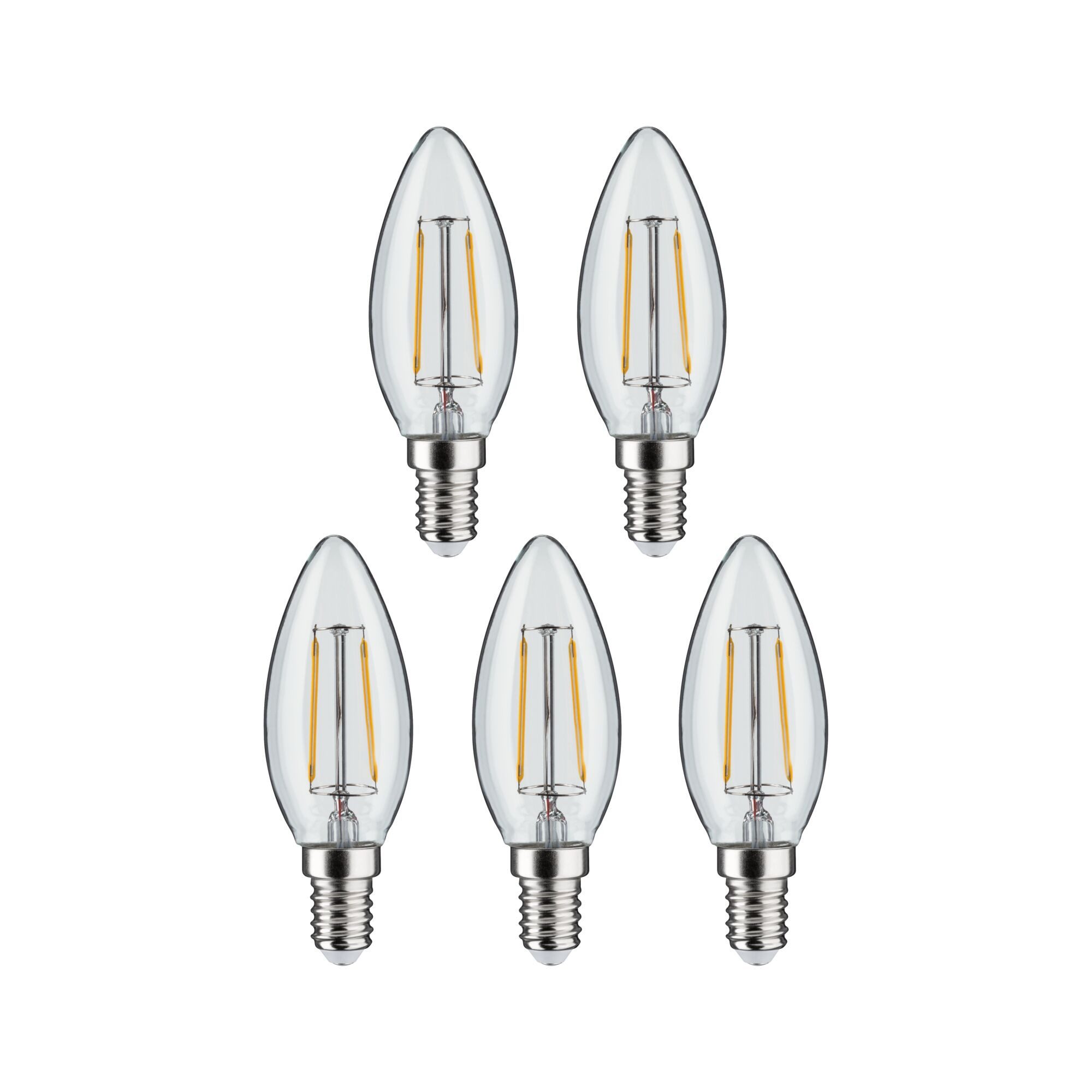 Paulmann LED-Leuchtmittel 5er Pack Kerze 470lm 2700K klar 230V, E14, 5 St., Warmweiß