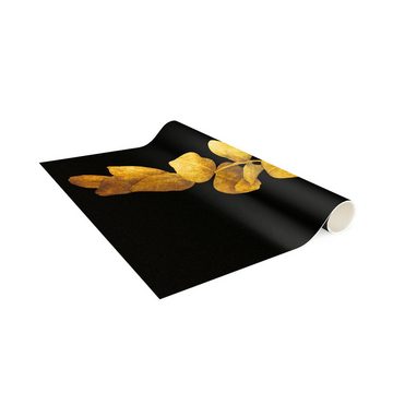 Teppich Vinyl Wohnzimmer Schlafzimmer Flur Küche Gold Eukalyptus, Bilderdepot24, rechteckig - gold glatt, nass wischbar (Küche, Tierhaare) - Saugroboter & Bodenheizung geeignet