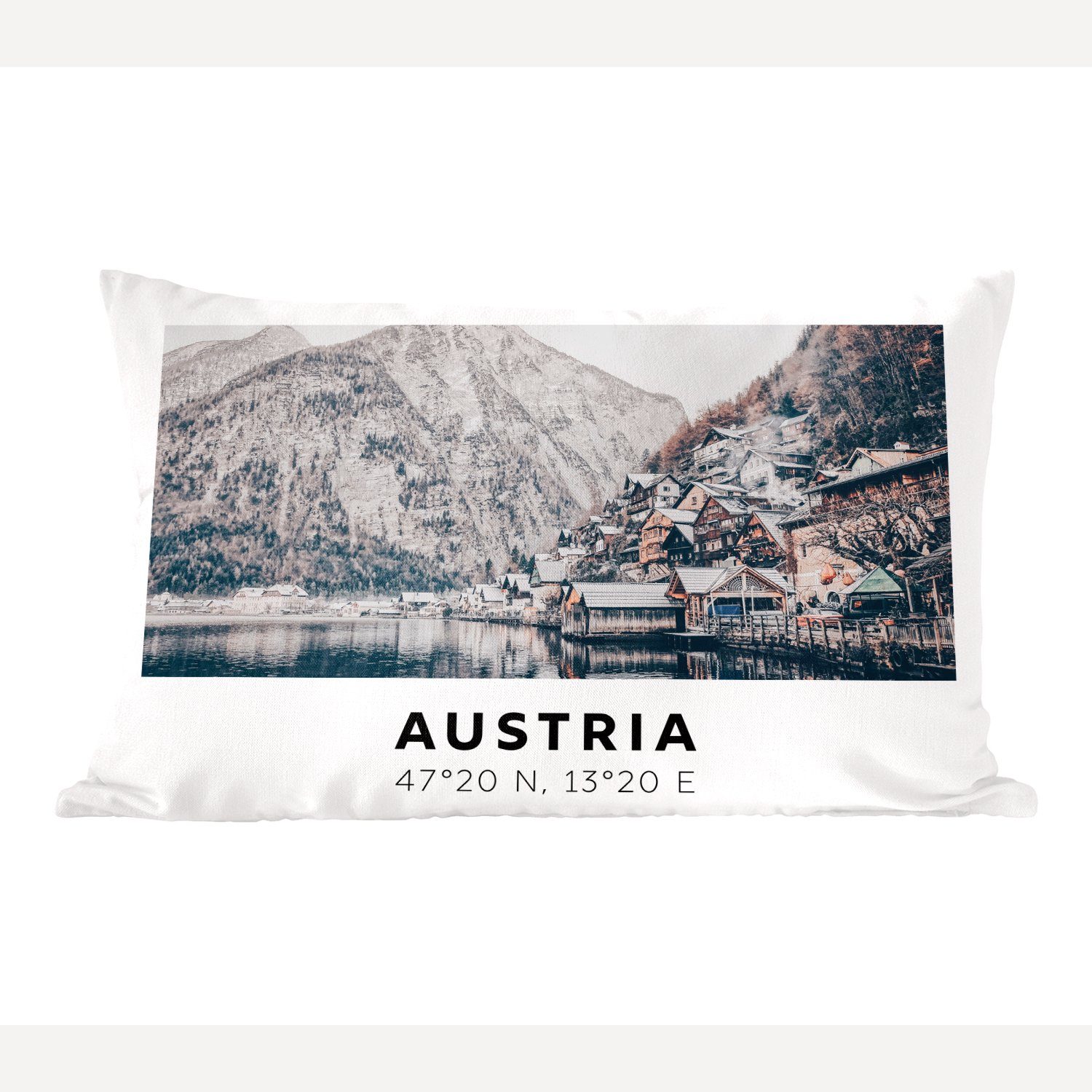 Dekokissen - MuchoWow Schlafzimmer Alpen, Wasser Dekoration, mit Dekokissen Wohzimmer Berge - Zierkissen, Füllung, - Österreich